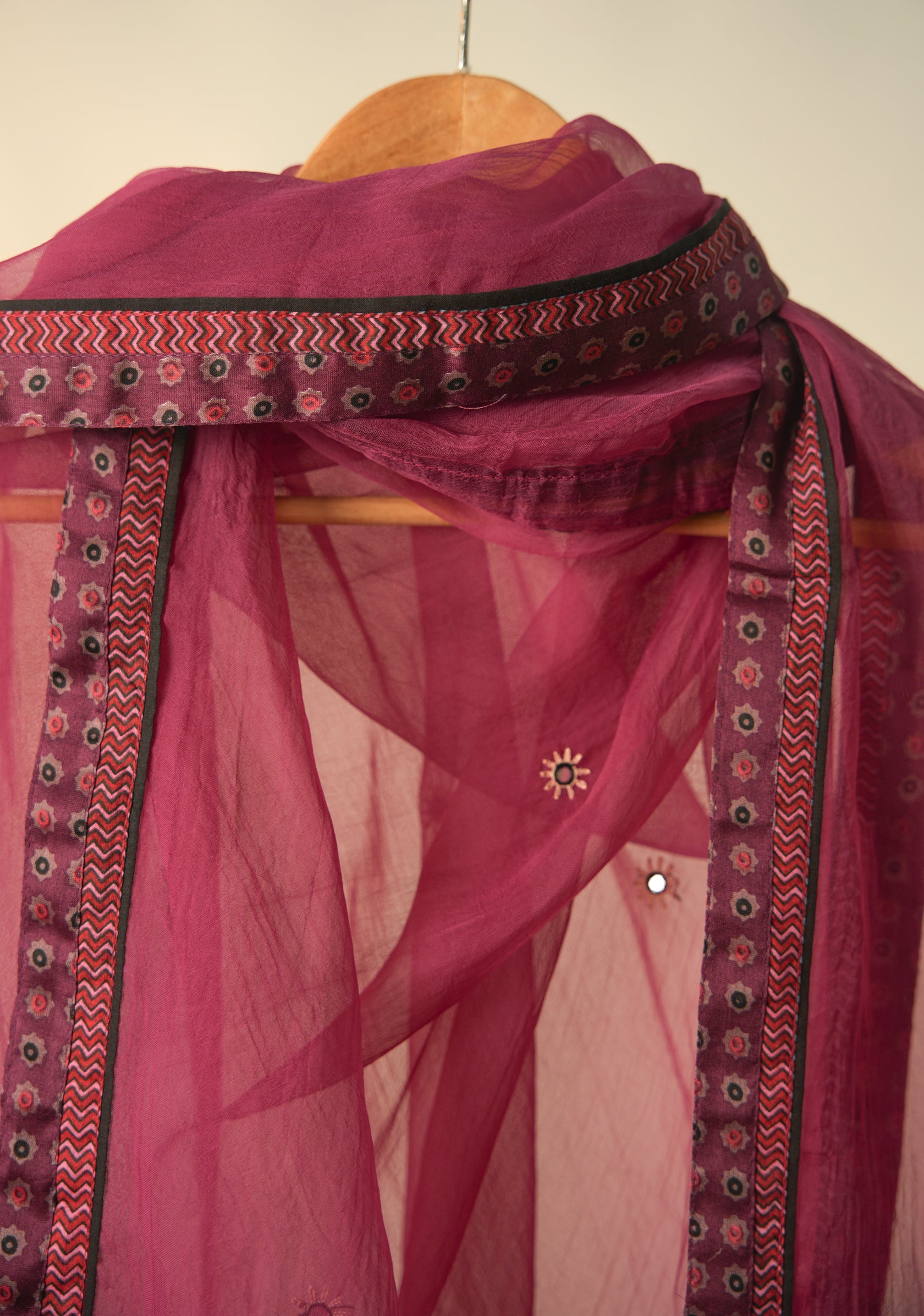 Medh Embroidered Treated Chiffon Dupatta Purple