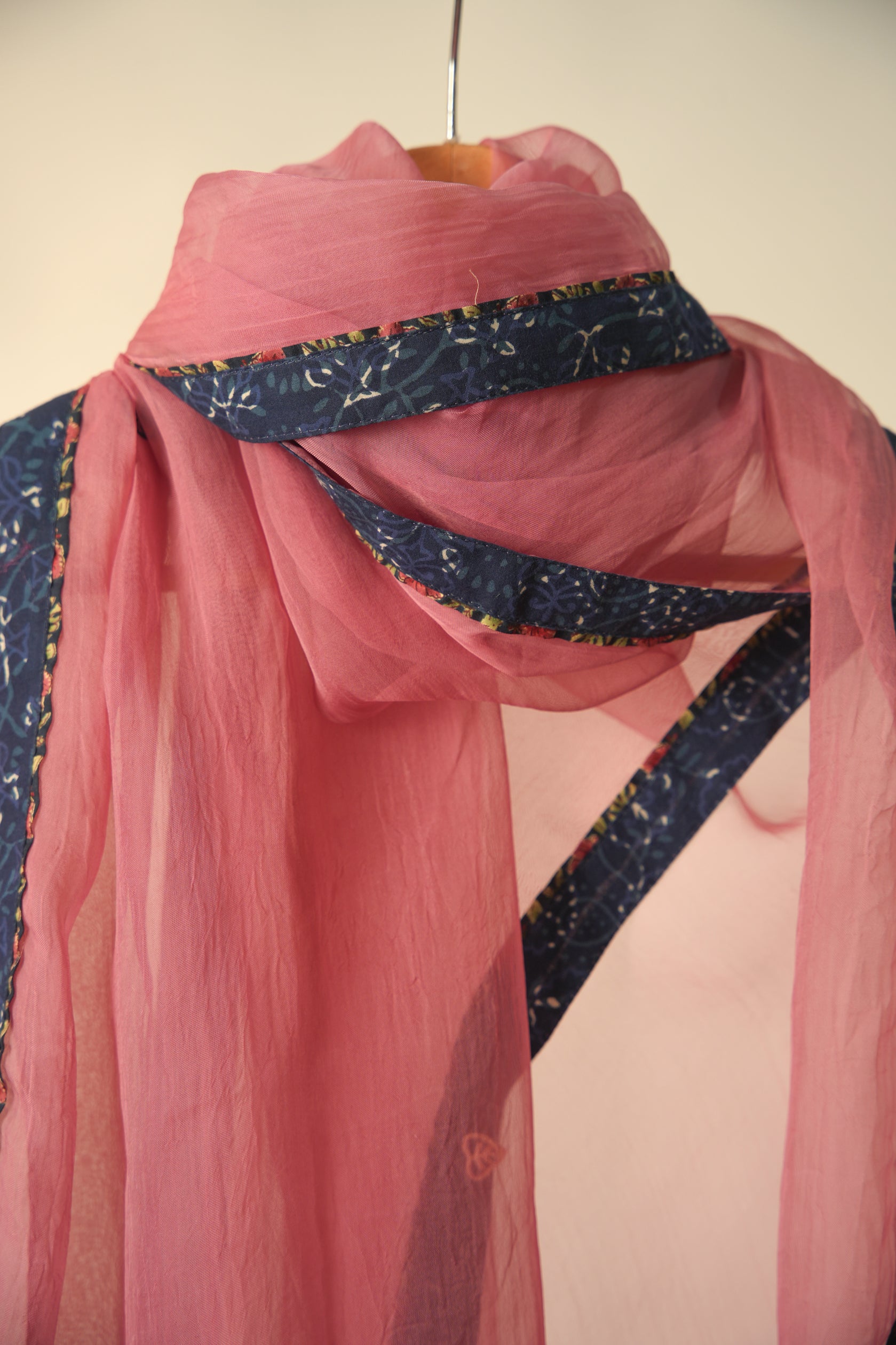 Medh Embroidered Treated Chiffon Dupatta Blush Pink