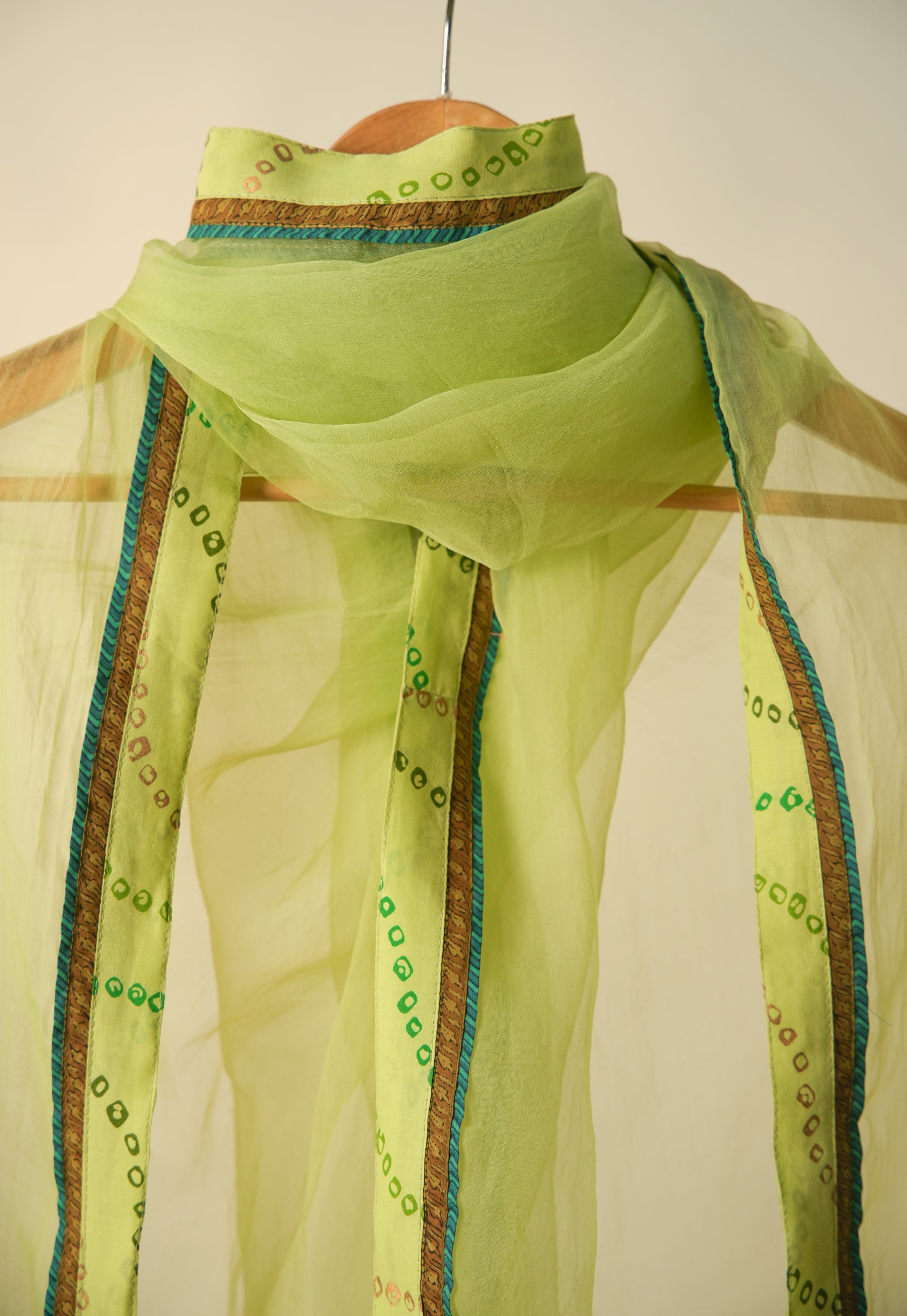 Medh Treated Chiffon Dupatta Green