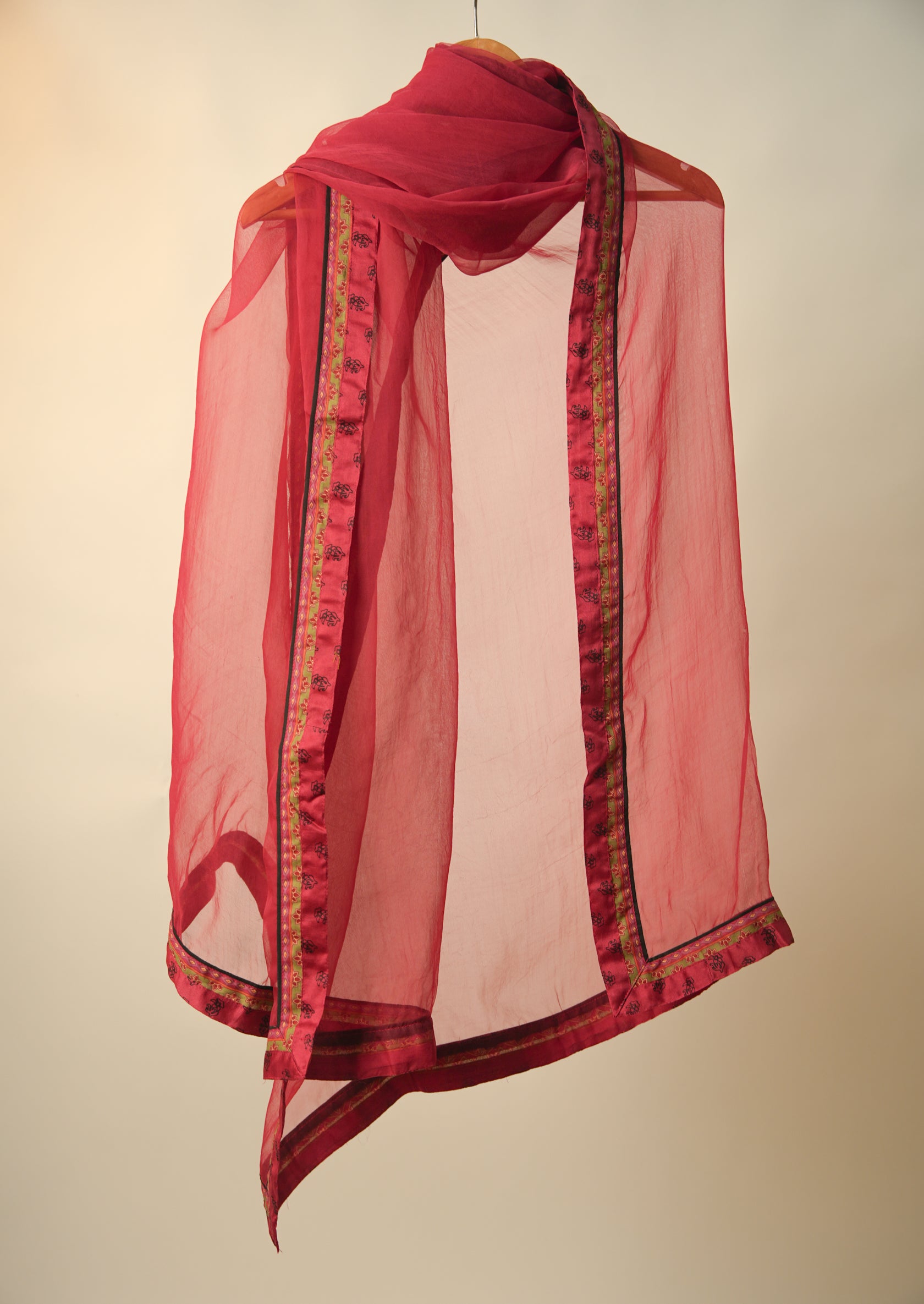 Medh Treated Chiffon Dupatta Red