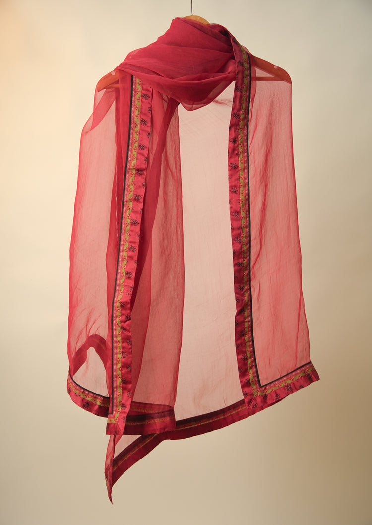 Medh Treated Chiffon Dupatta Red