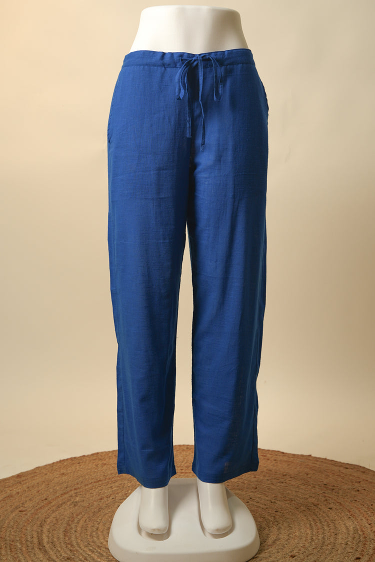 Rozana Cotton Slub Pant Blue