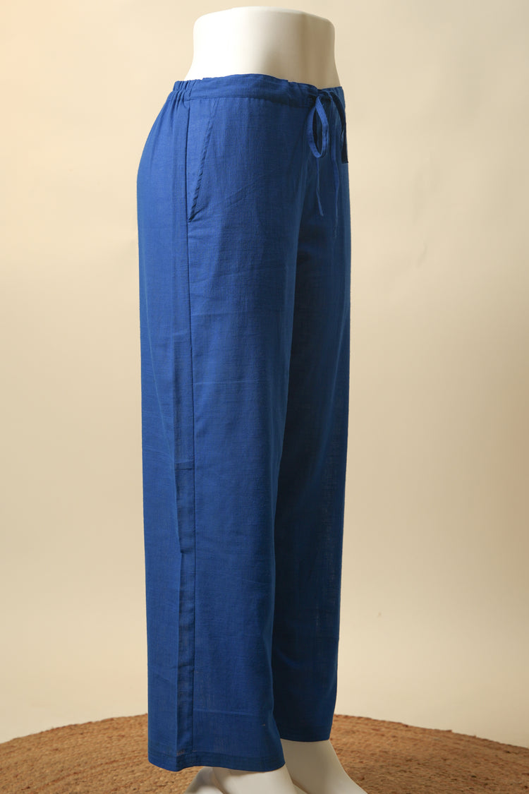Rozana Cotton Slub Pant Blue