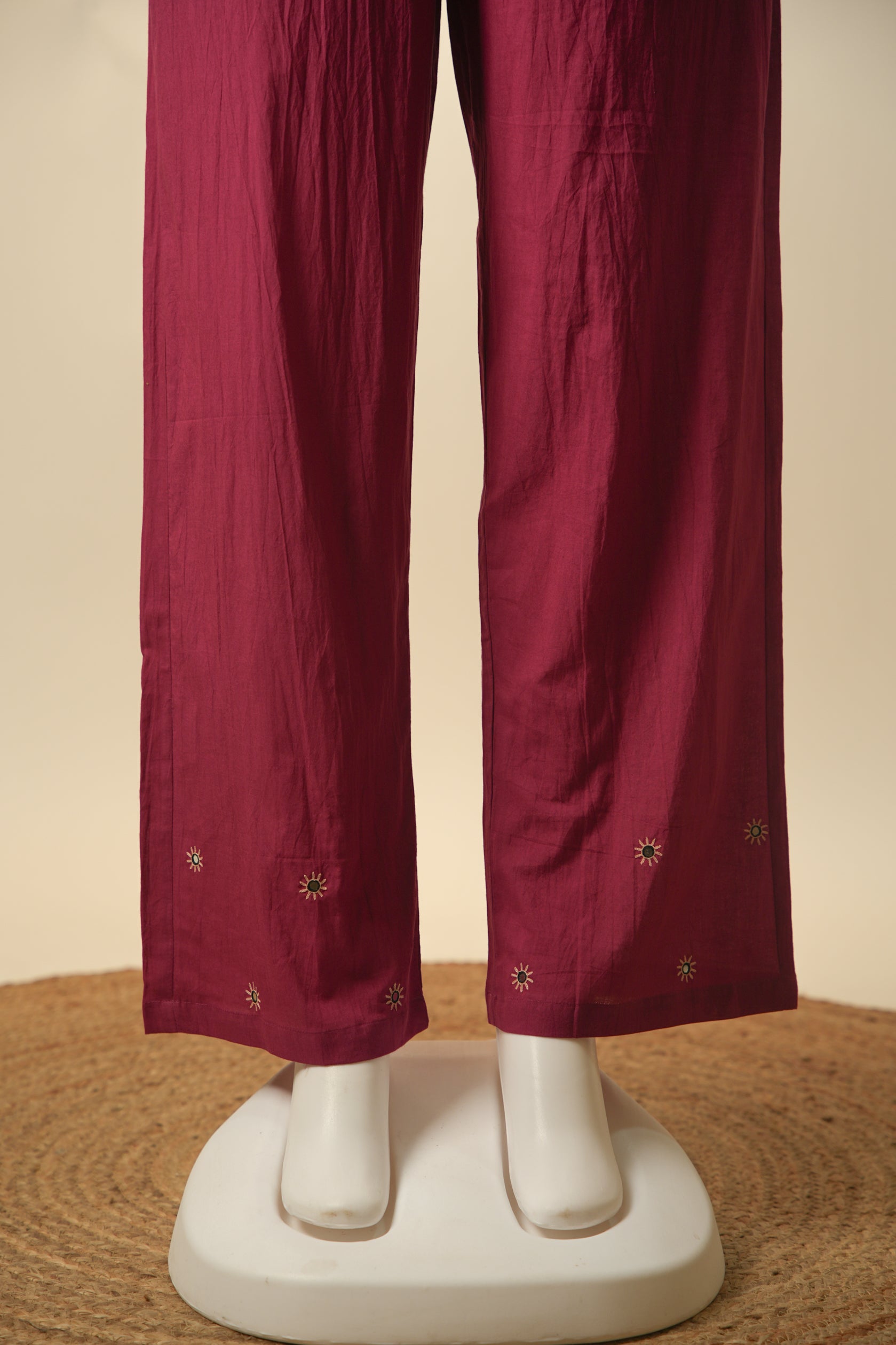 Rozana Embroidered Straight Pant Purple