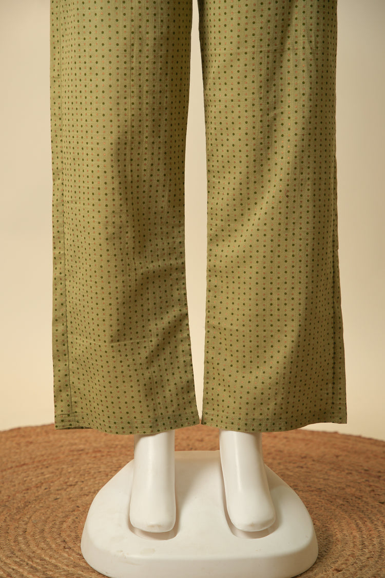 Rozana Straight Cotton Slub Pant Pista Green