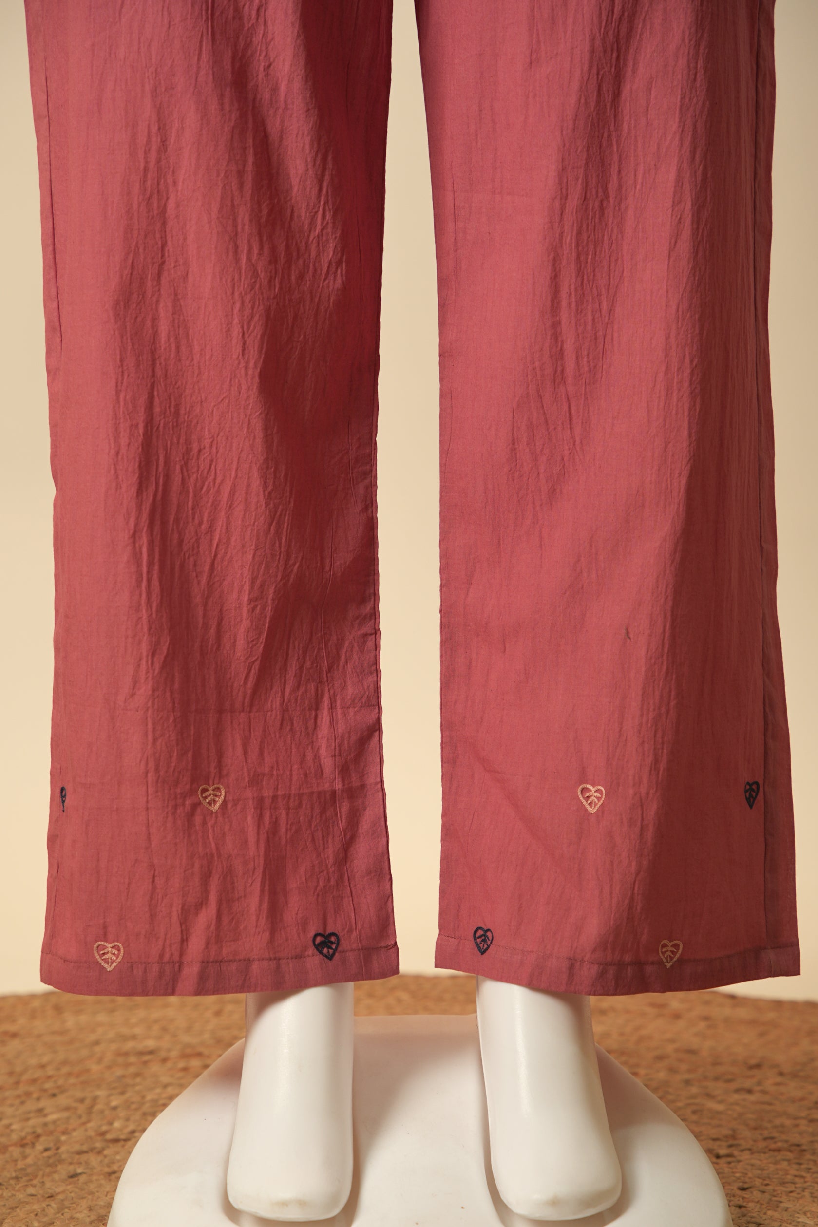 Rozana Embroidered Straight Pant Blush Pink