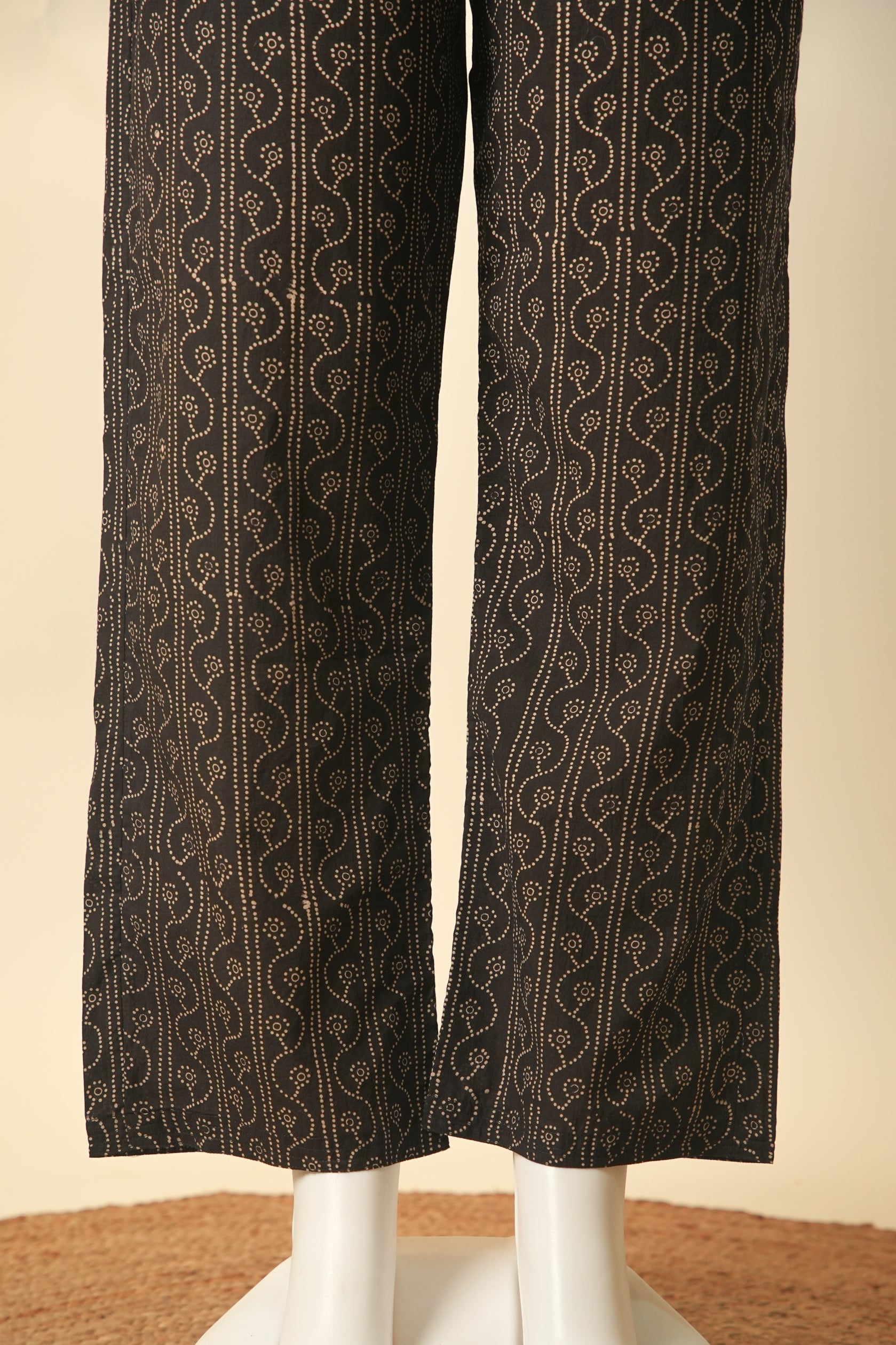 Rozana Ajrakh Cotton Pant Black