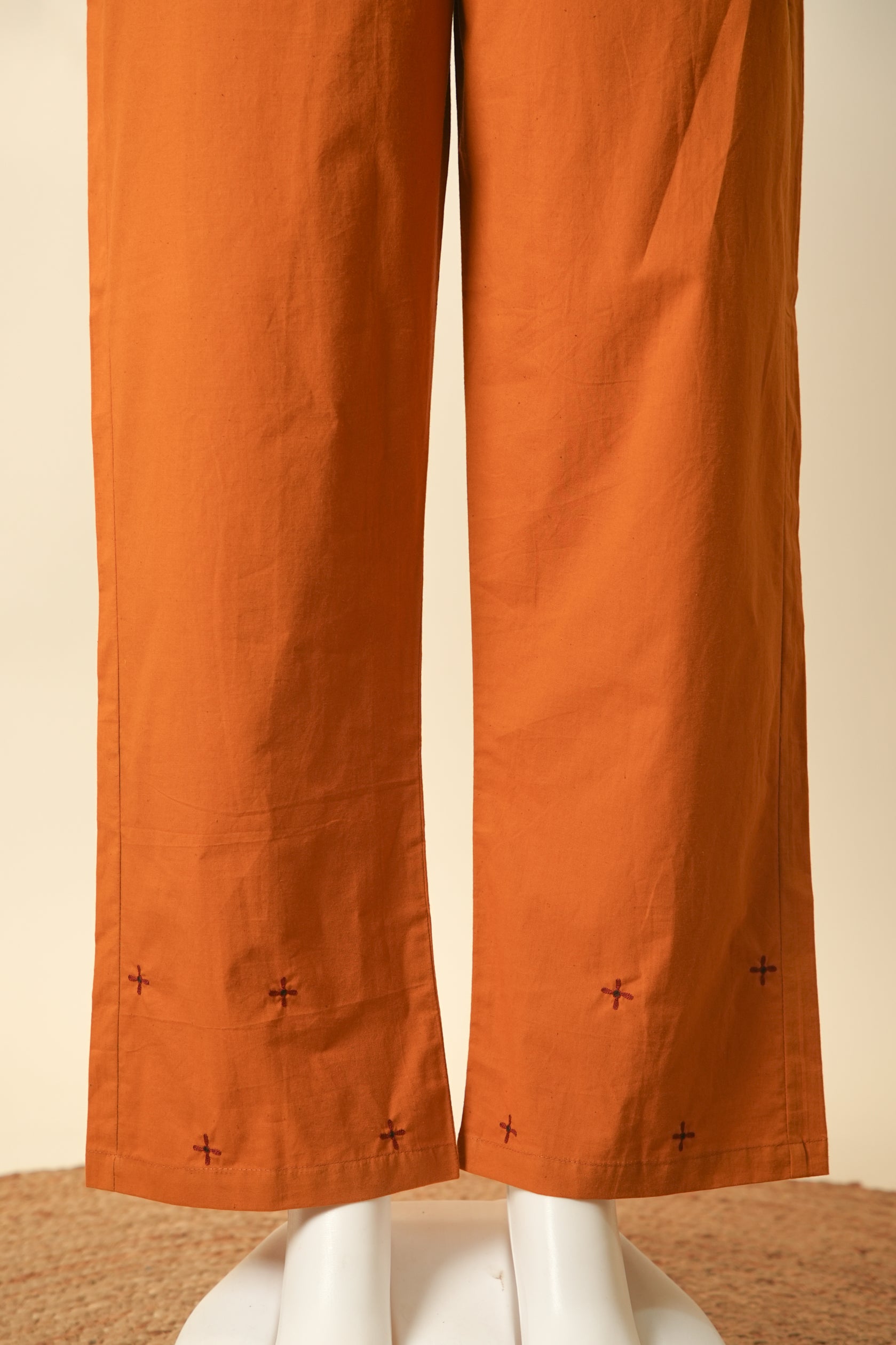 Rozana Embroidered Straight Pant Mustard