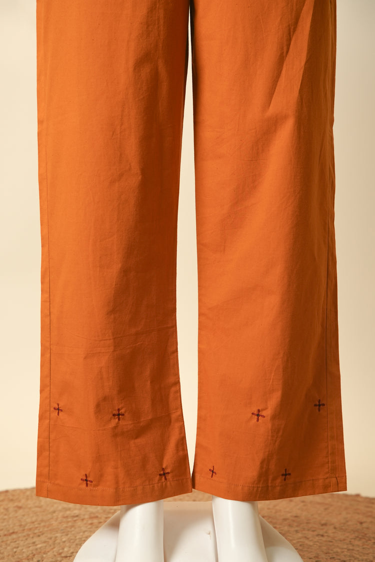Rozana Embroidered Straight Pant Mustard