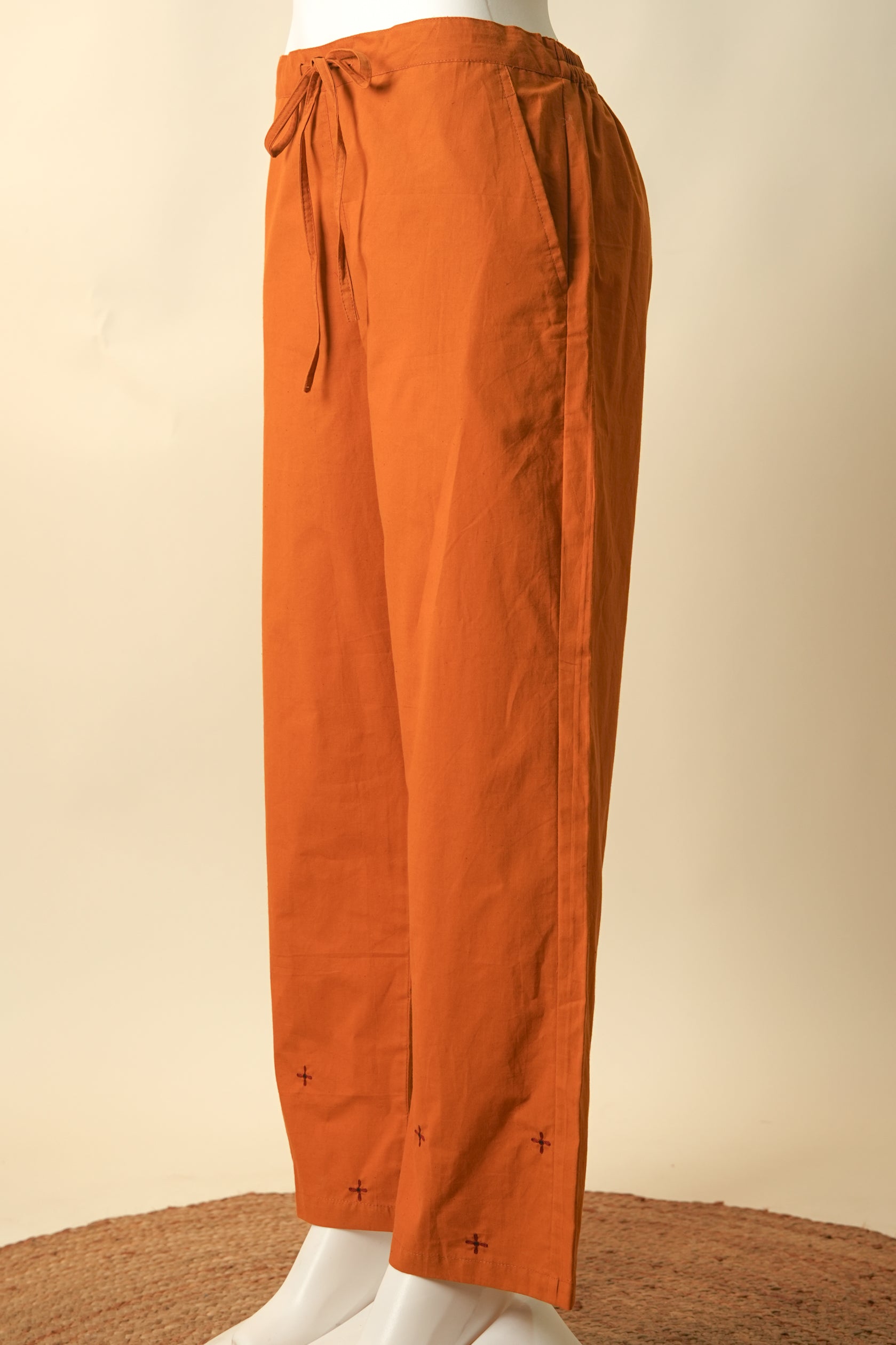 Rozana Embroidered Straight Pant Mustard