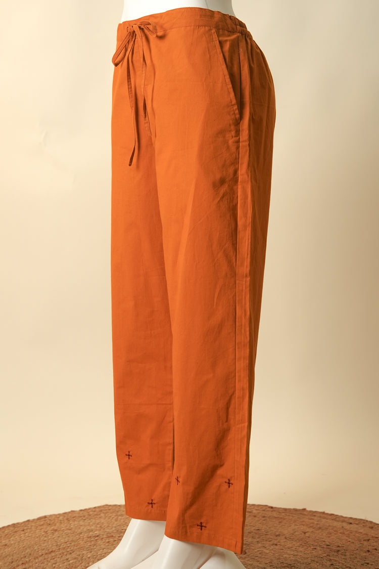 Rozana Embroidered Straight Pant Mustard