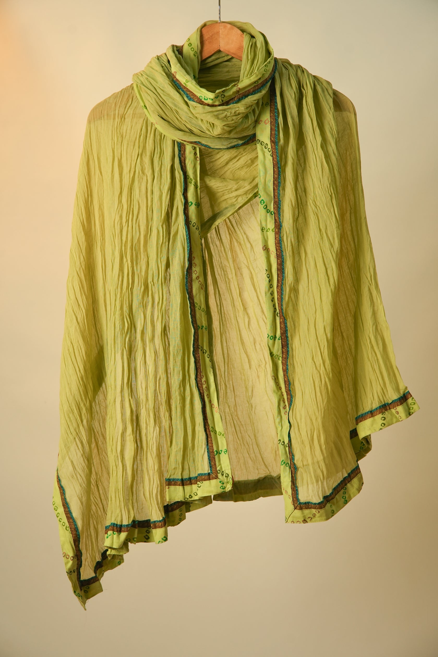 Rozana Crinkled Cotton Dupatta Green