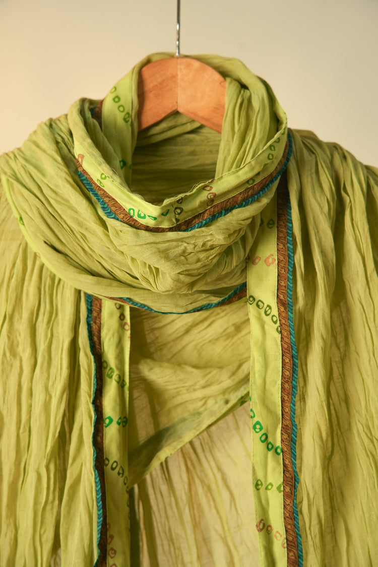 Rozana Crinkled Cotton Dupatta Green