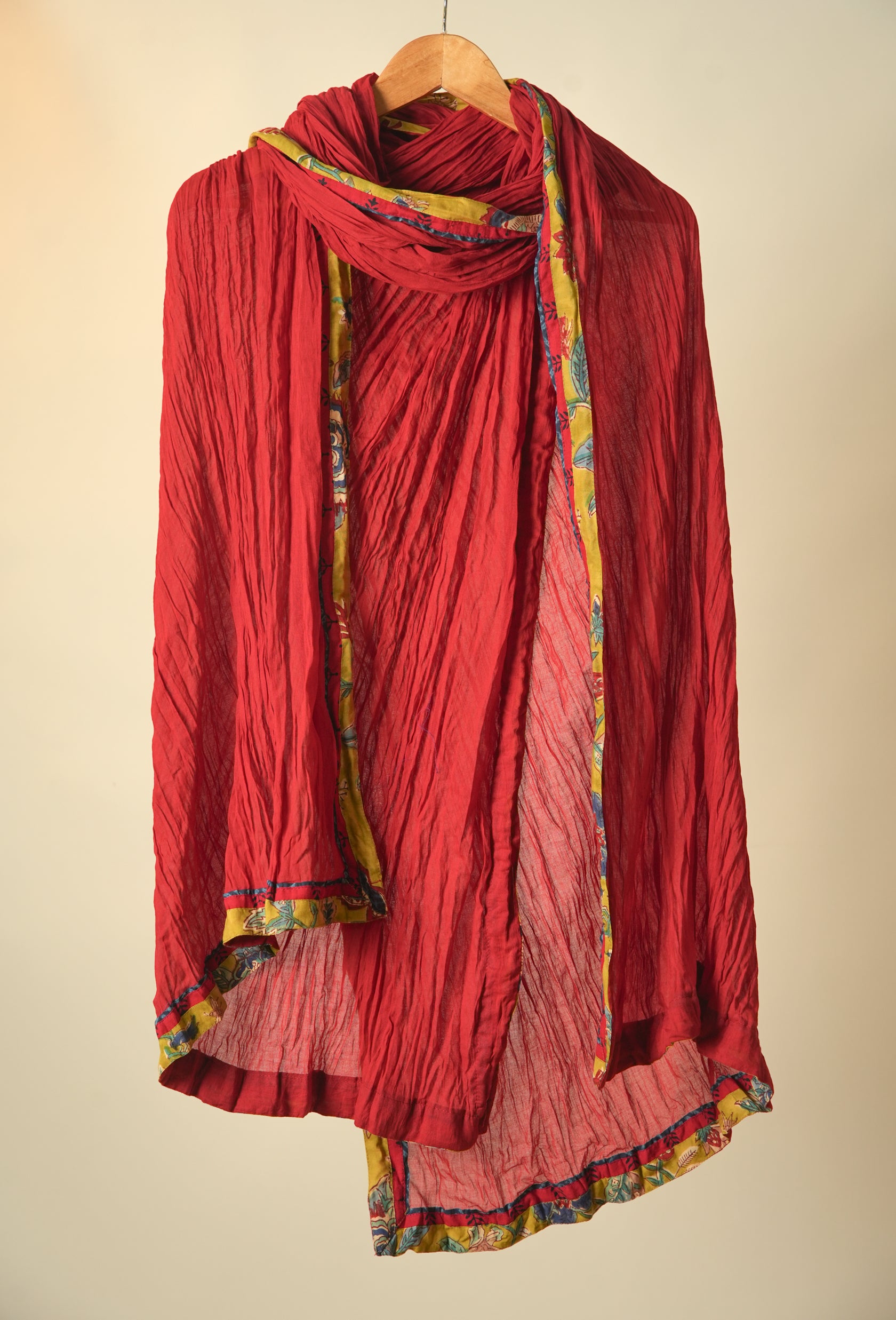 Rozana Crinkled Cotton Dupatta Red