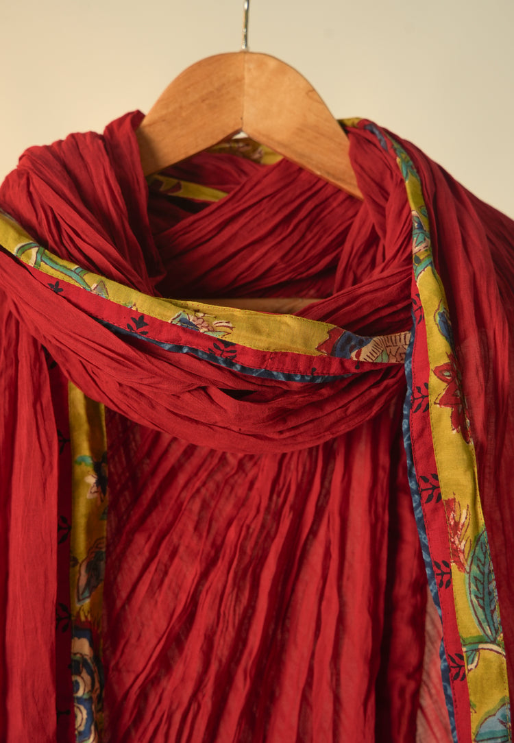 Rozana Crinkled Cotton Dupatta Red