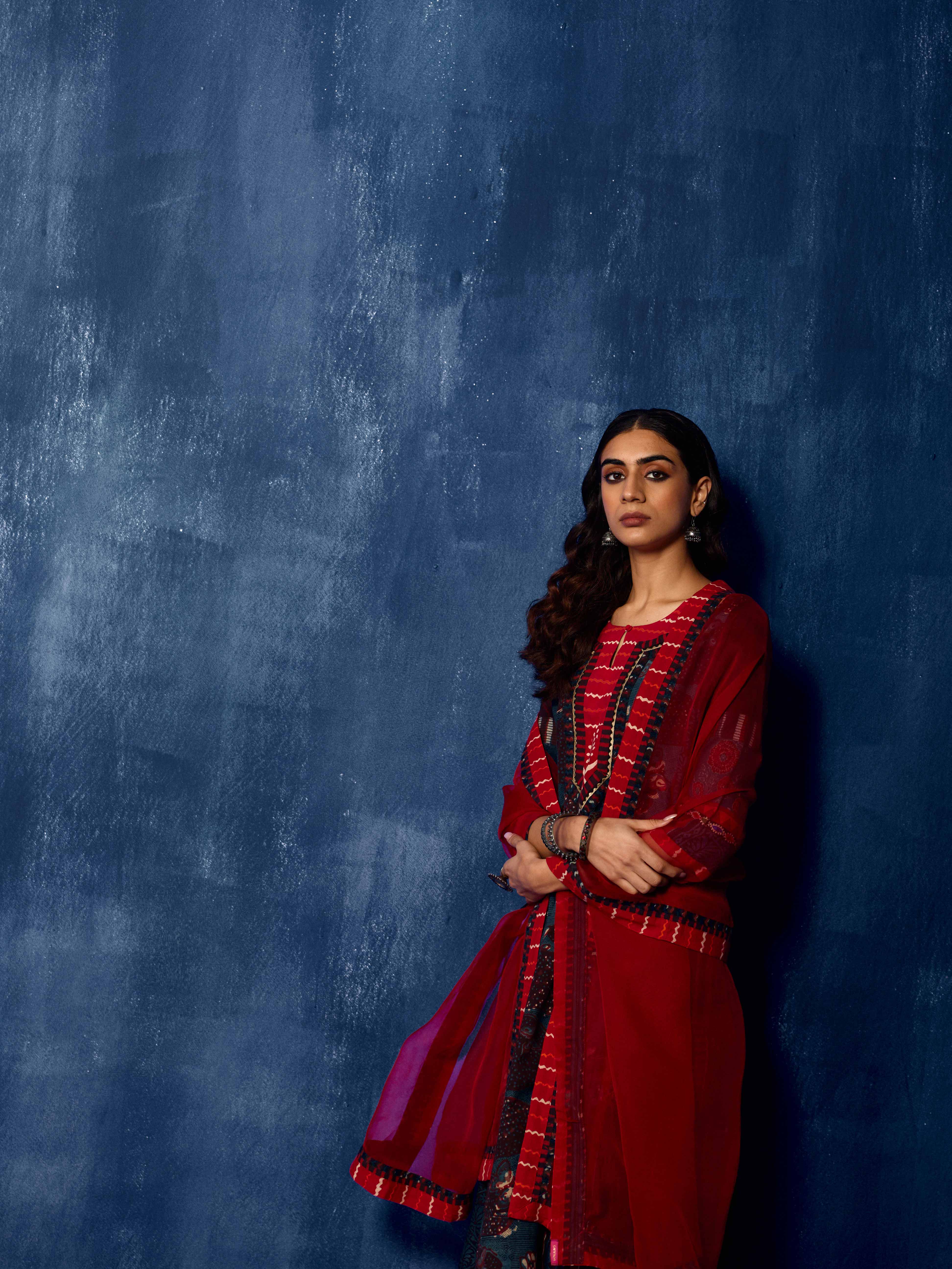 Miran Kurta Indigo Black Red (8918176039211)