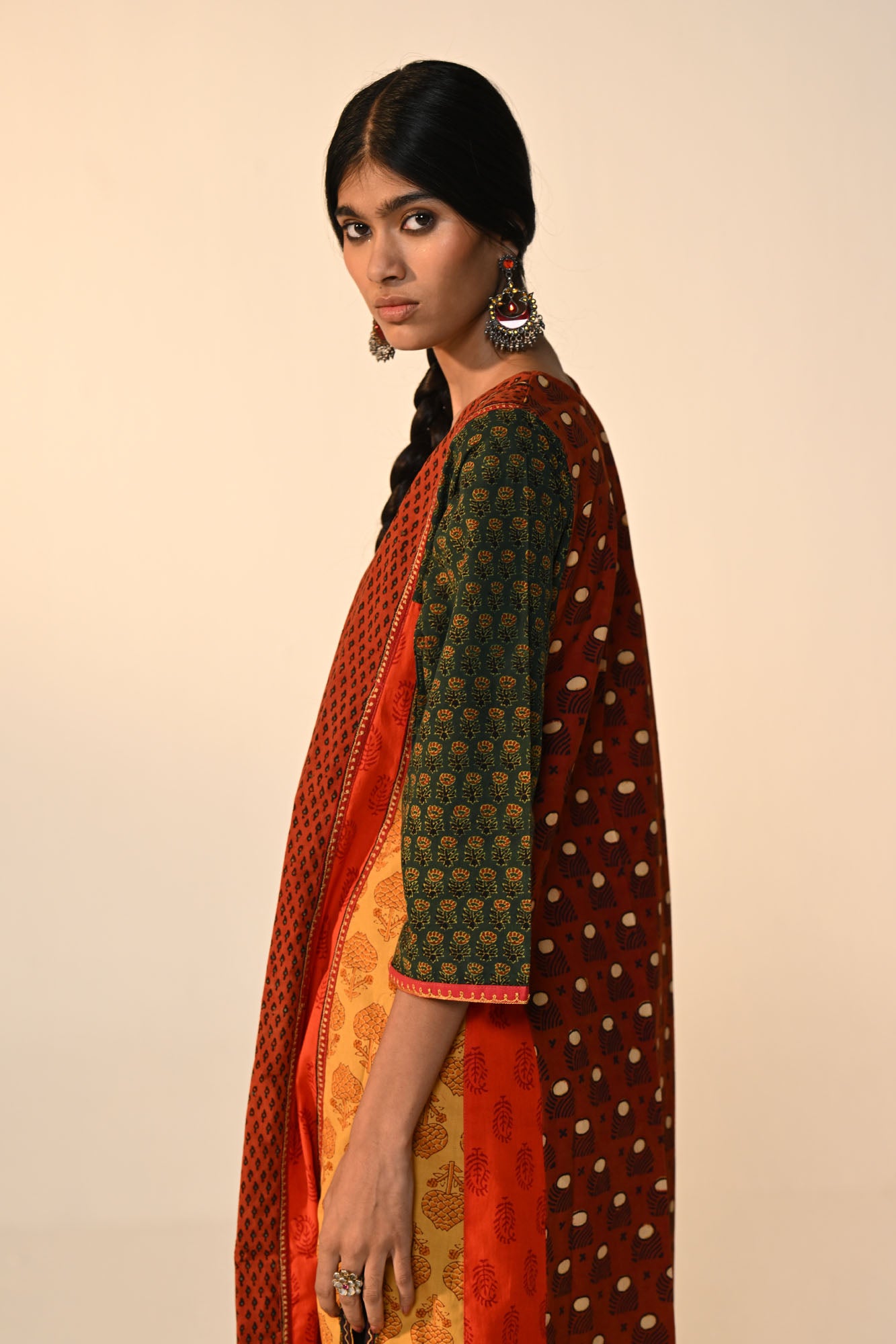 Adya Cotton Ajrakh Printed Kurta Rust