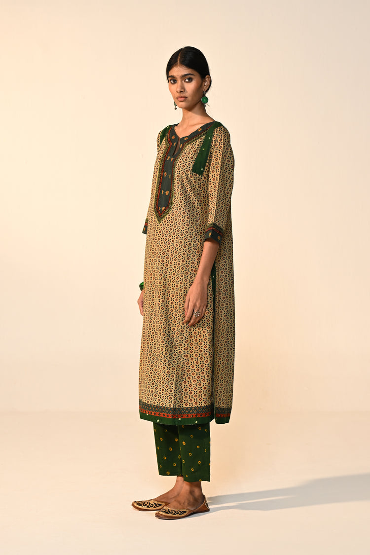 Rozana Bandhej Pant Green