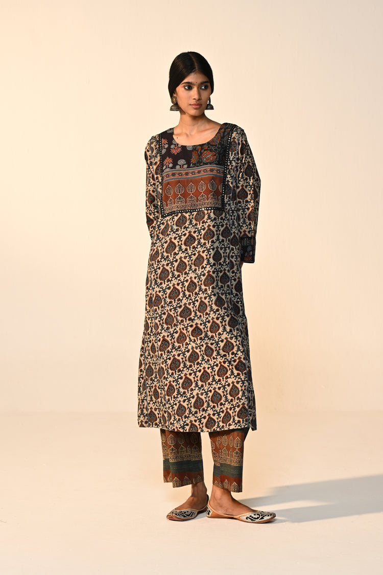 Tulsi Cotton Vanaspati Printed Kurta Stone Blue
