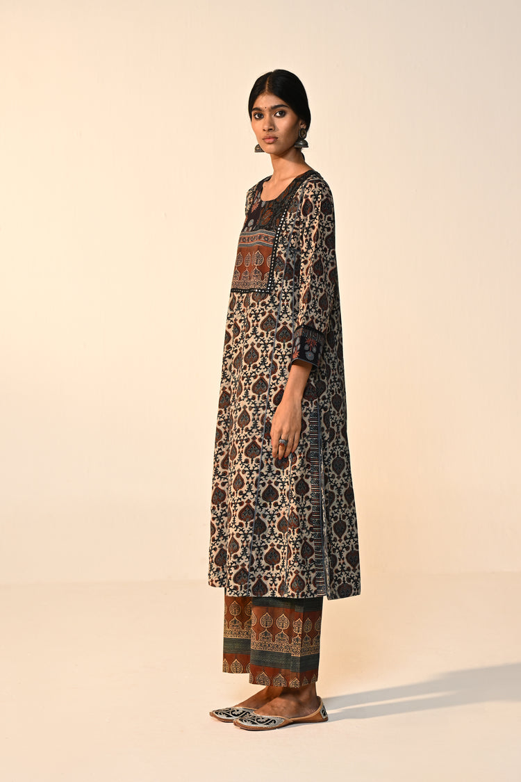 Tulsi Cotton Vanaspati Printed Kurta Stone Blue