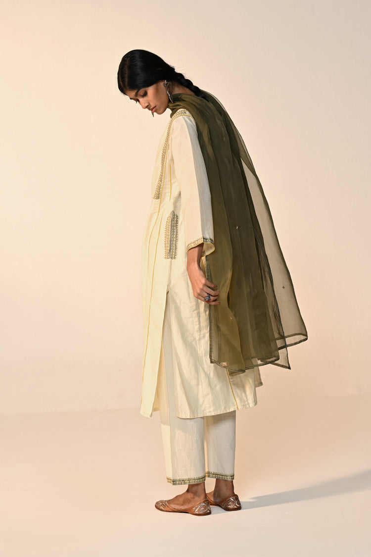 Tulsi Cotton Solid Kurta Cream (Set Of 3)