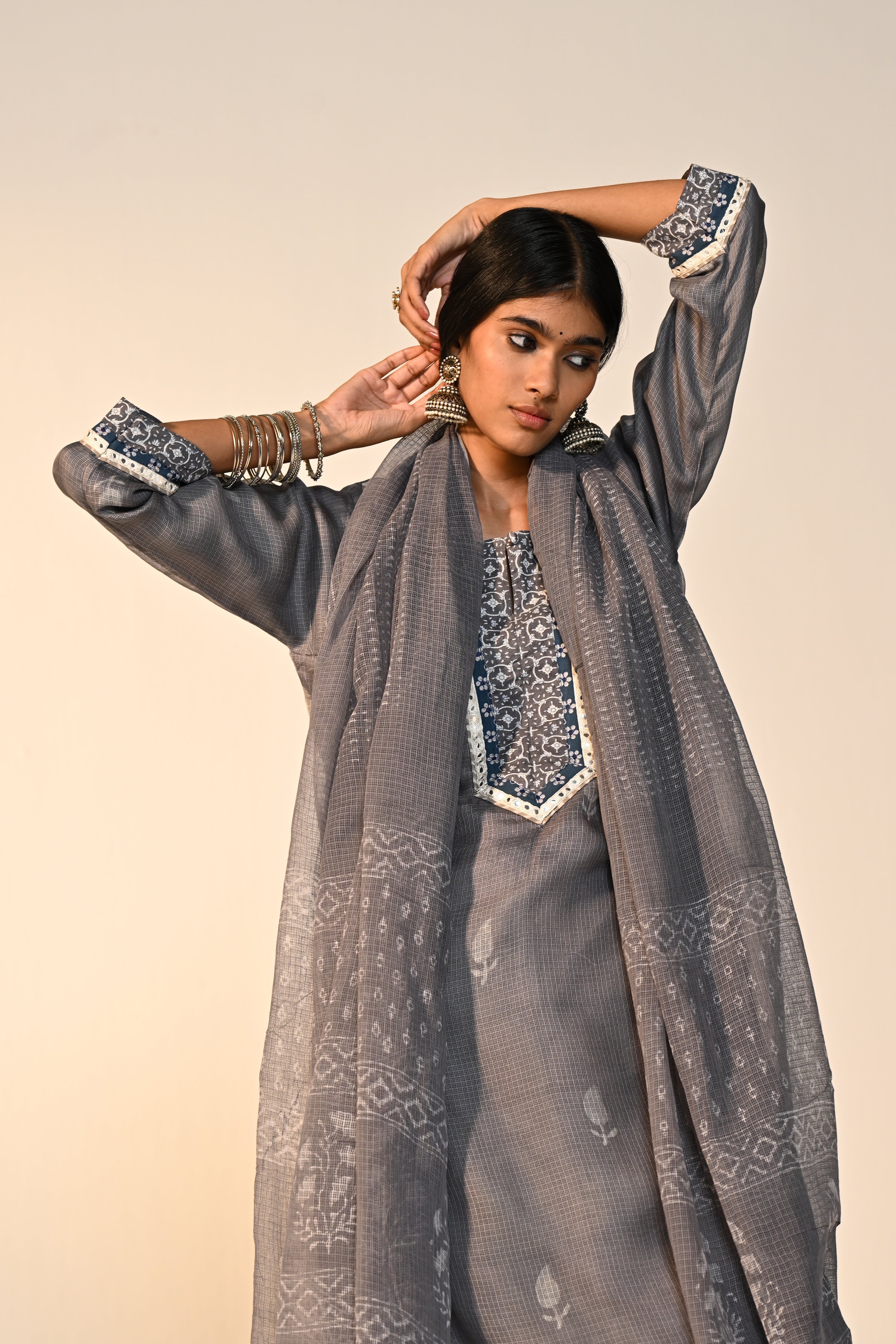 Medh Kota Cotton Dupatta Grey