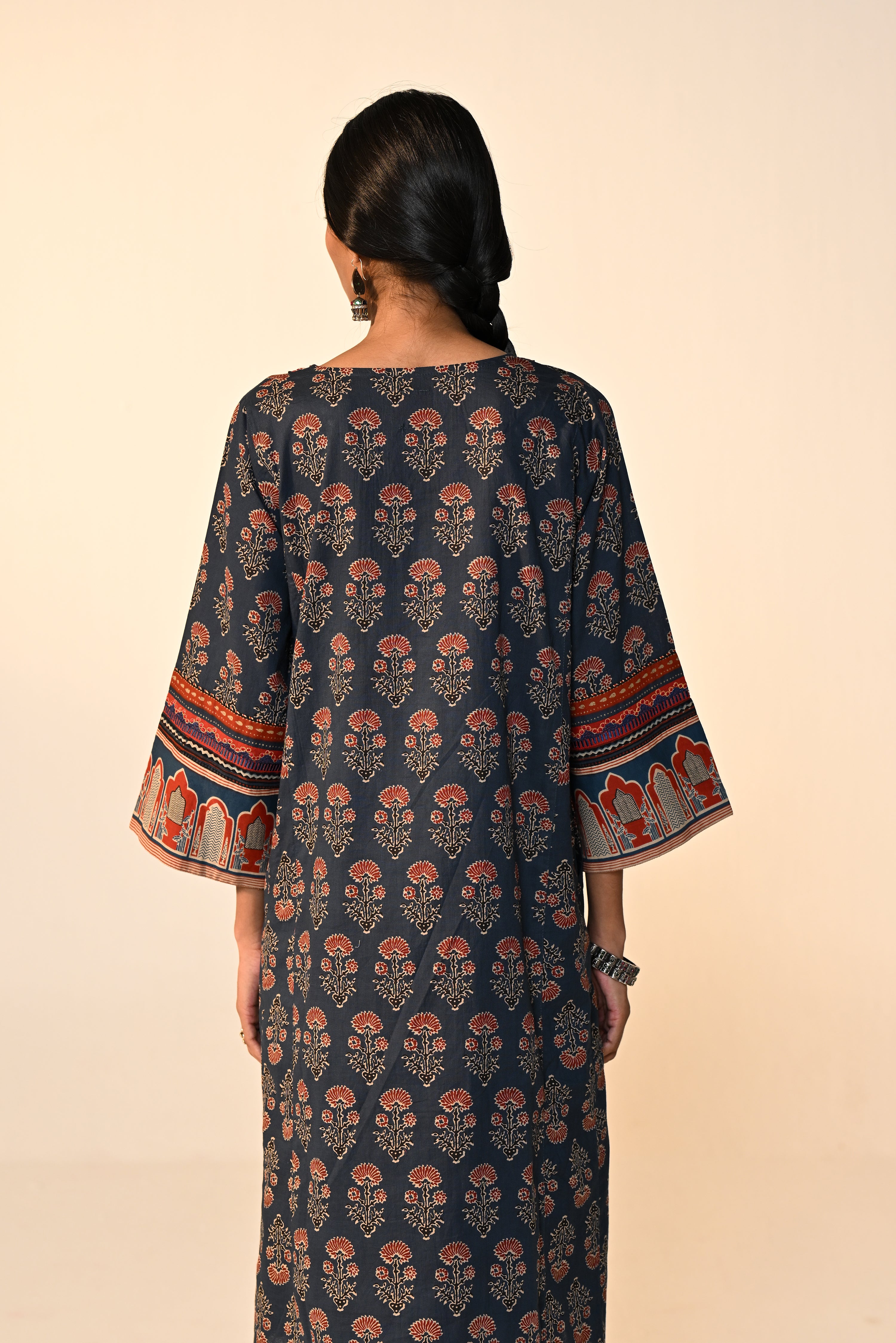 Phiran Cotton Printed Co-ord Set Blue