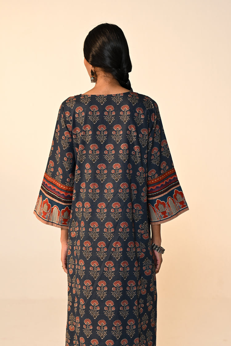 Phiran Cotton Printed Co-ord Set Blue