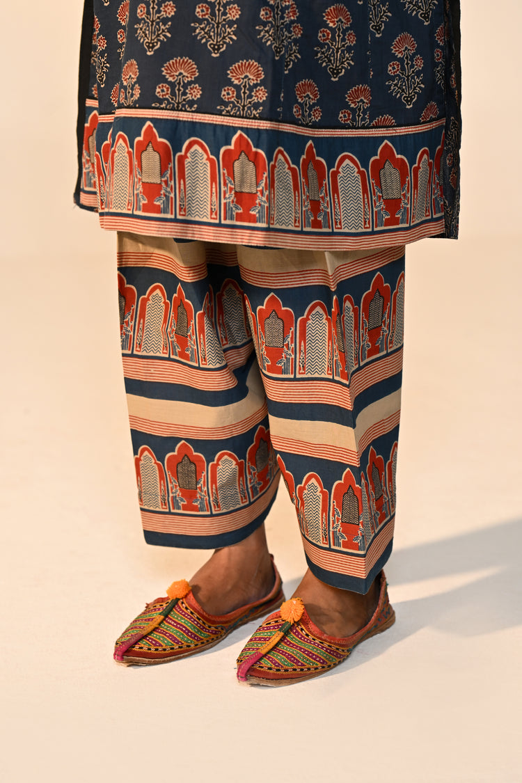 Phiran Cotton Printed Co-ord Set Blue