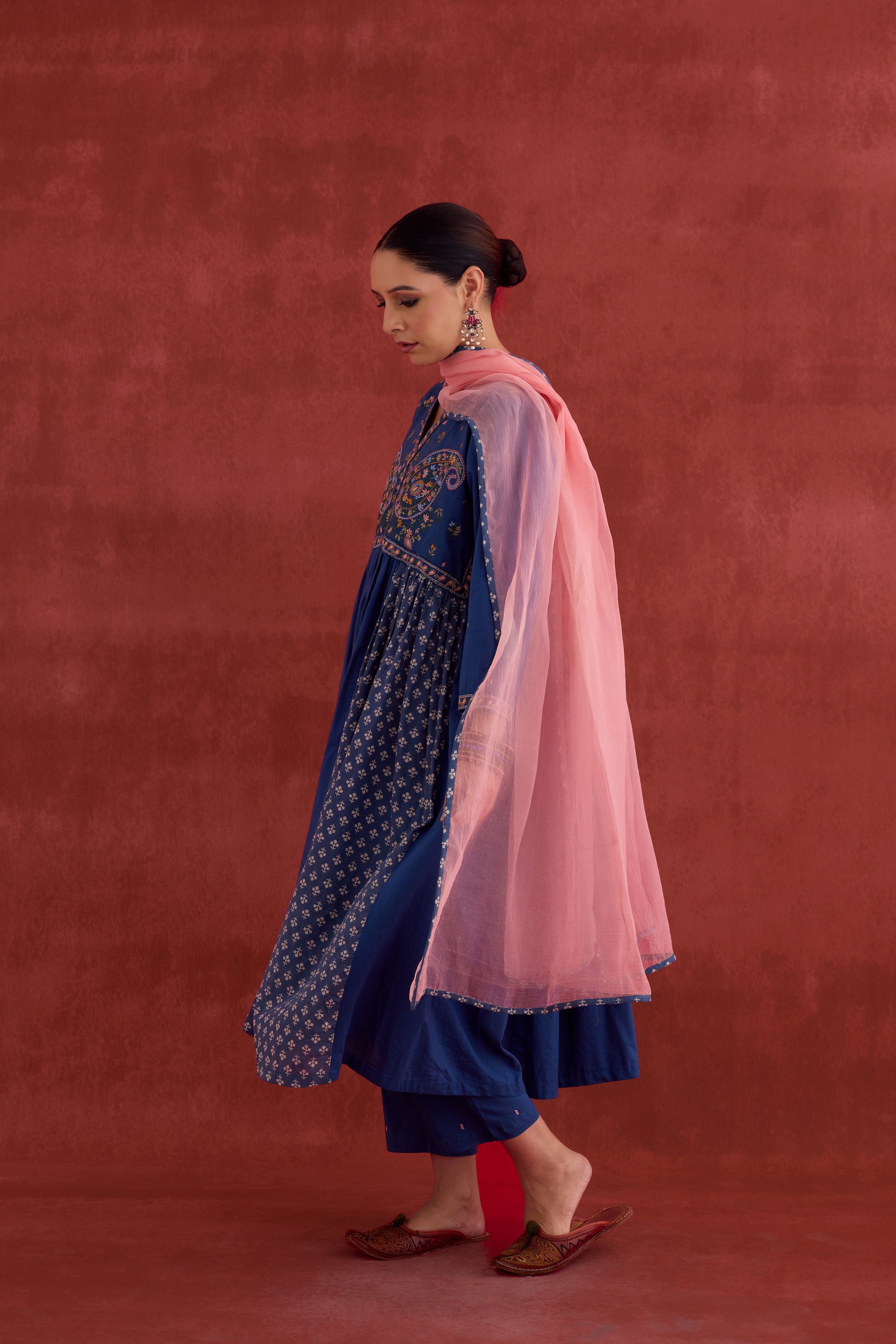 Soha Embroidered Kurta Blue (10040111333675)