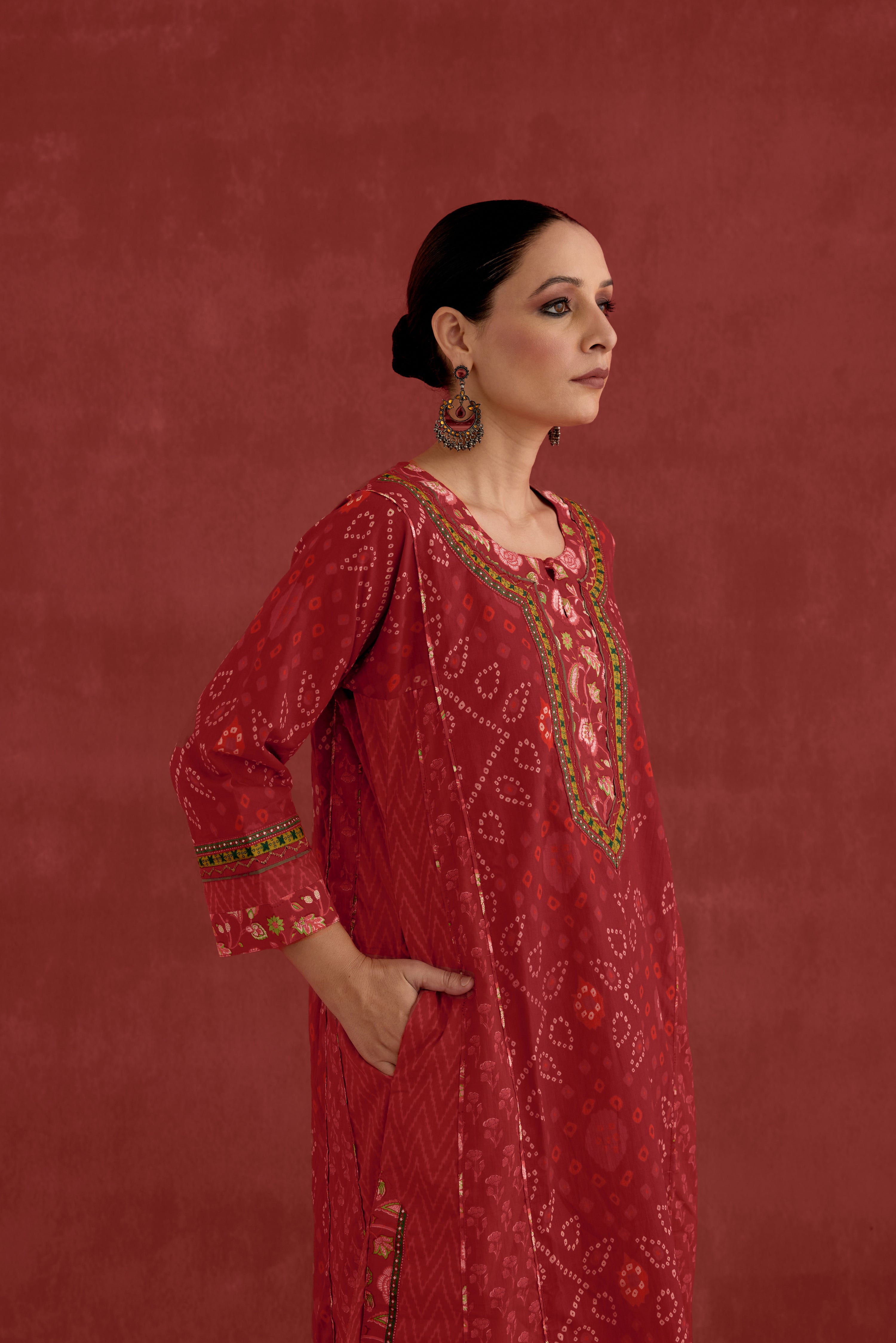 Adya Cotton Printed Kurta Red (10049103298859)