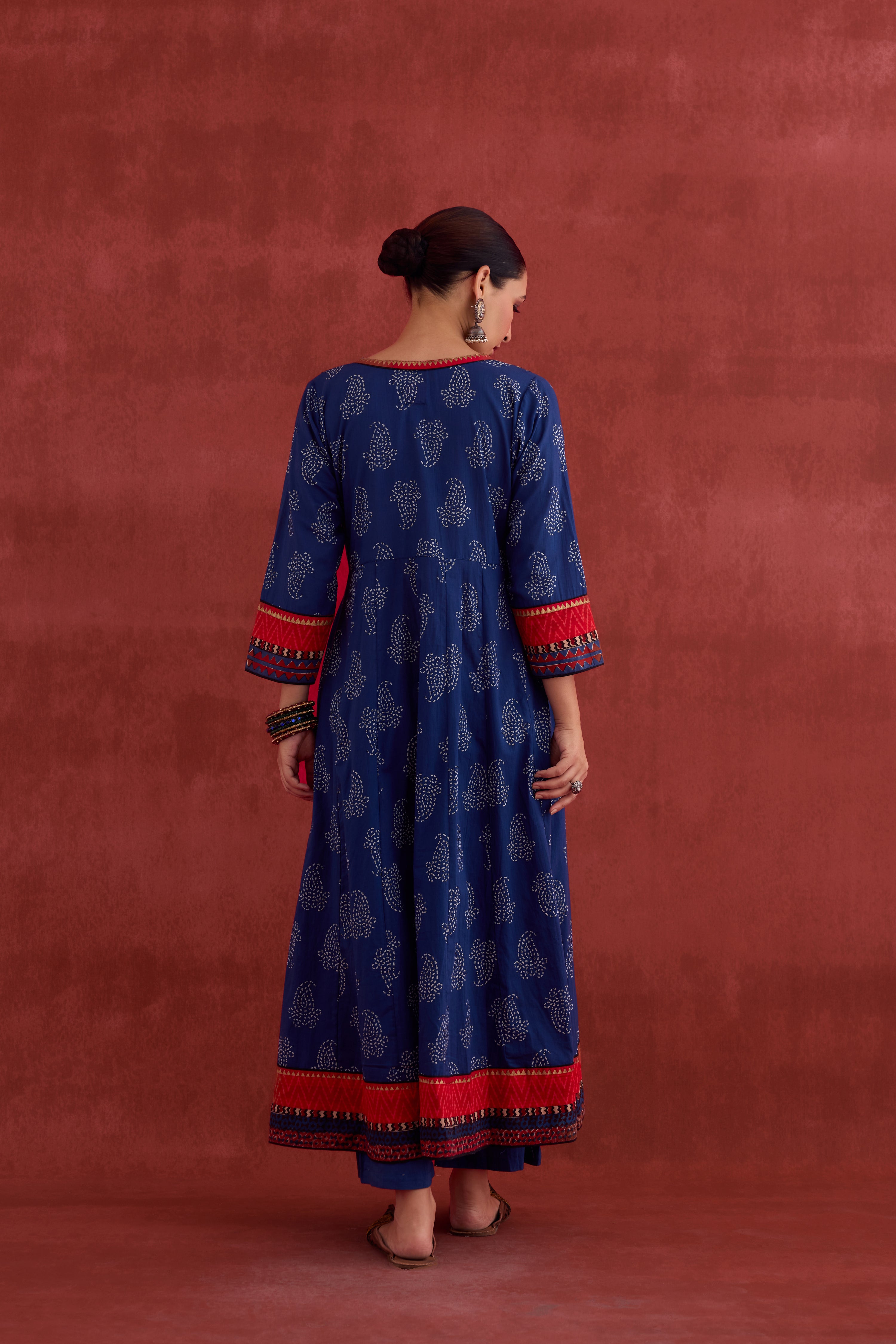 Ira Embroidered Printed Anarkali Kurta Blue (10040109629739)