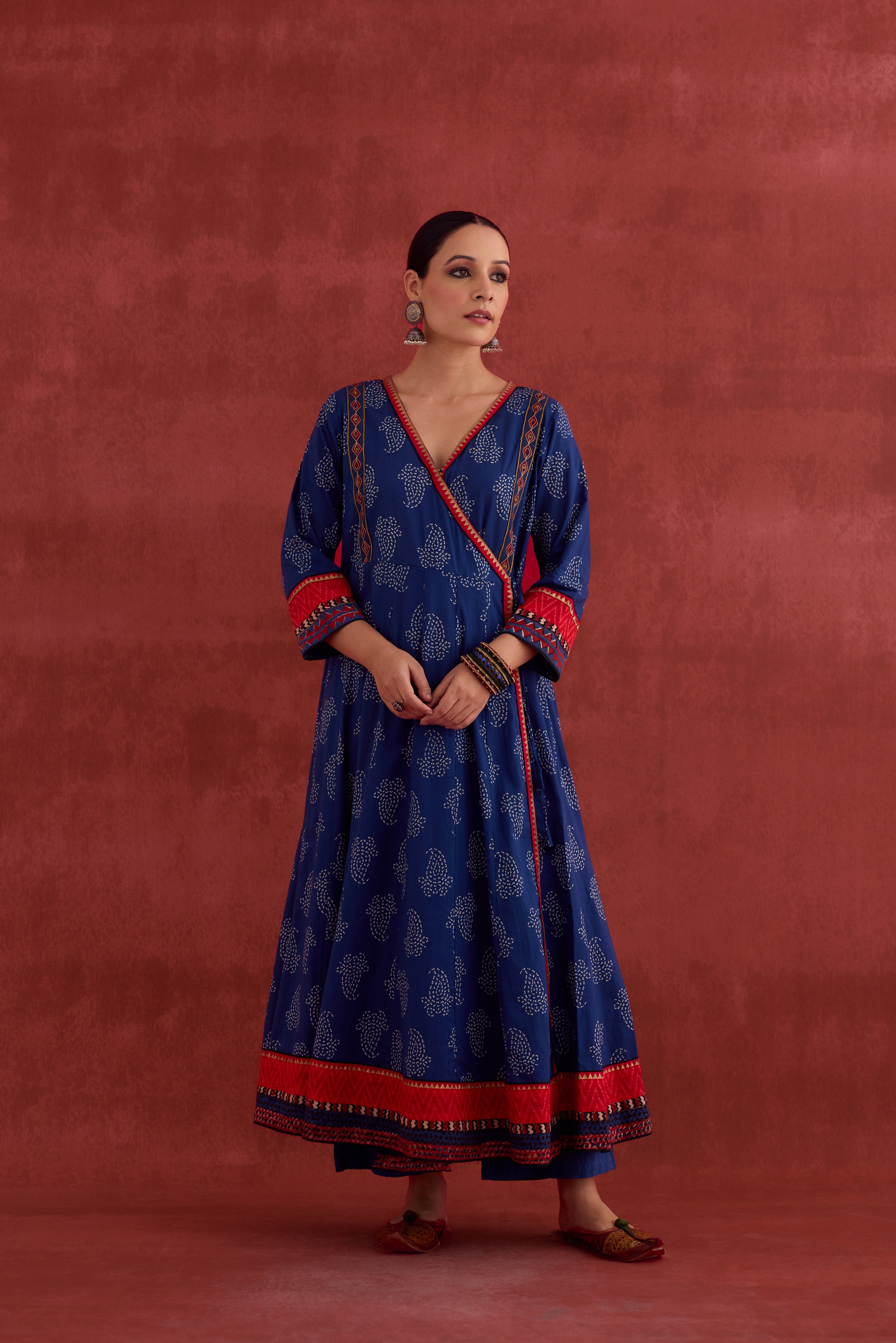Ira Embroidered Printed Anarkali Kurta Blue (10040109629739)