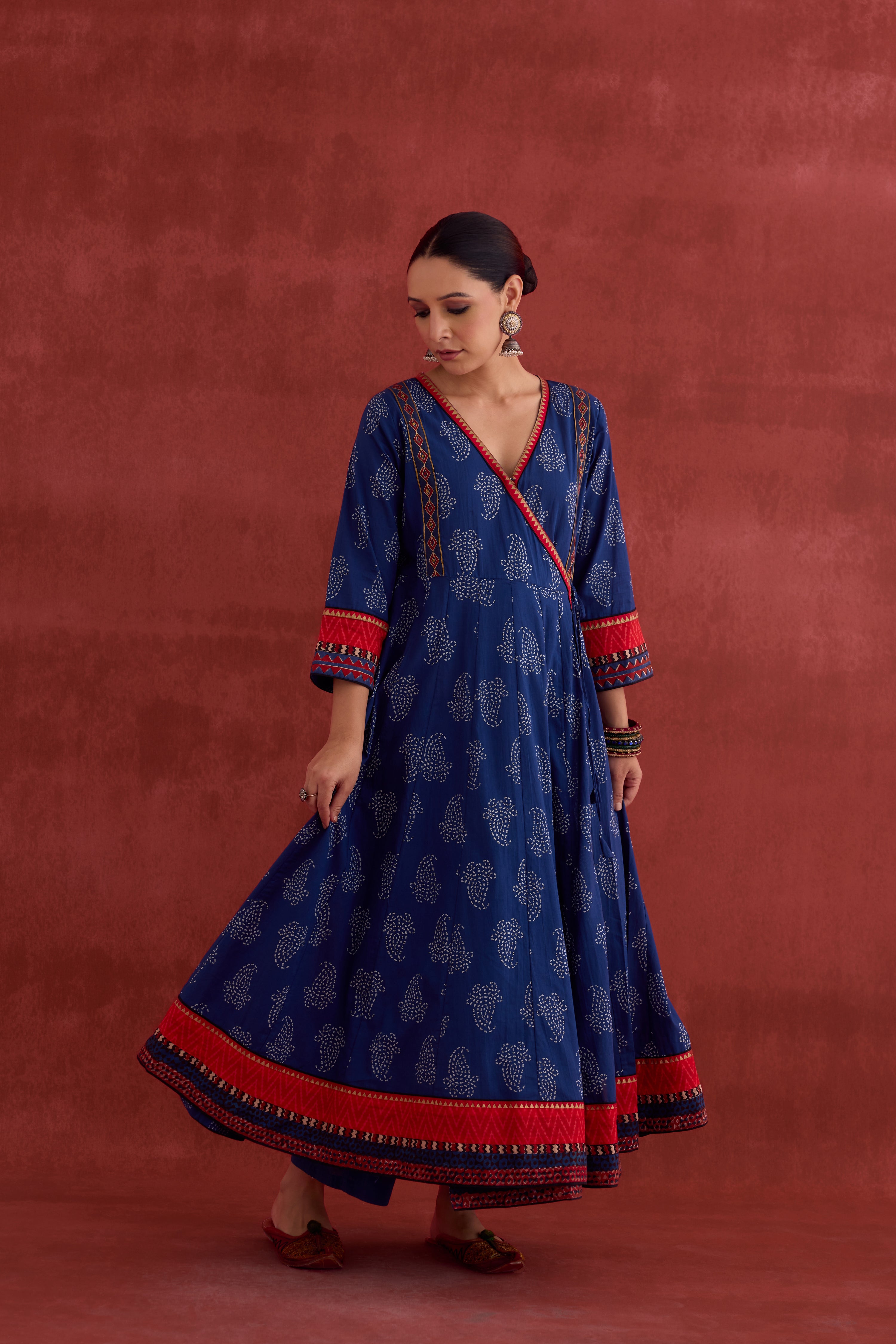 Ira Embroidered Printed Anarkali Kurta Blue (10040109629739)