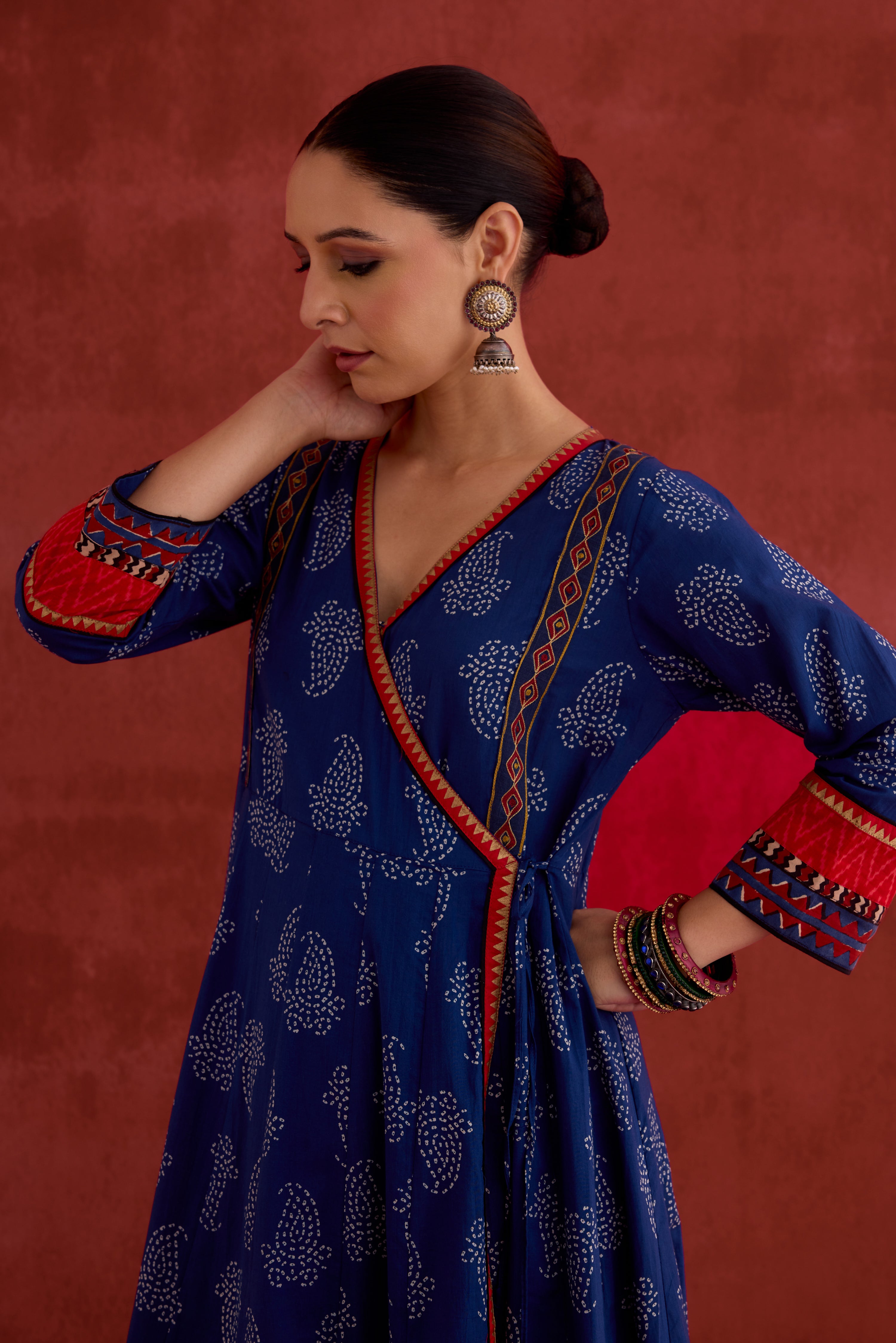 Ira Embroidered Printed Anarkali Kurta Blue (10040109629739)
