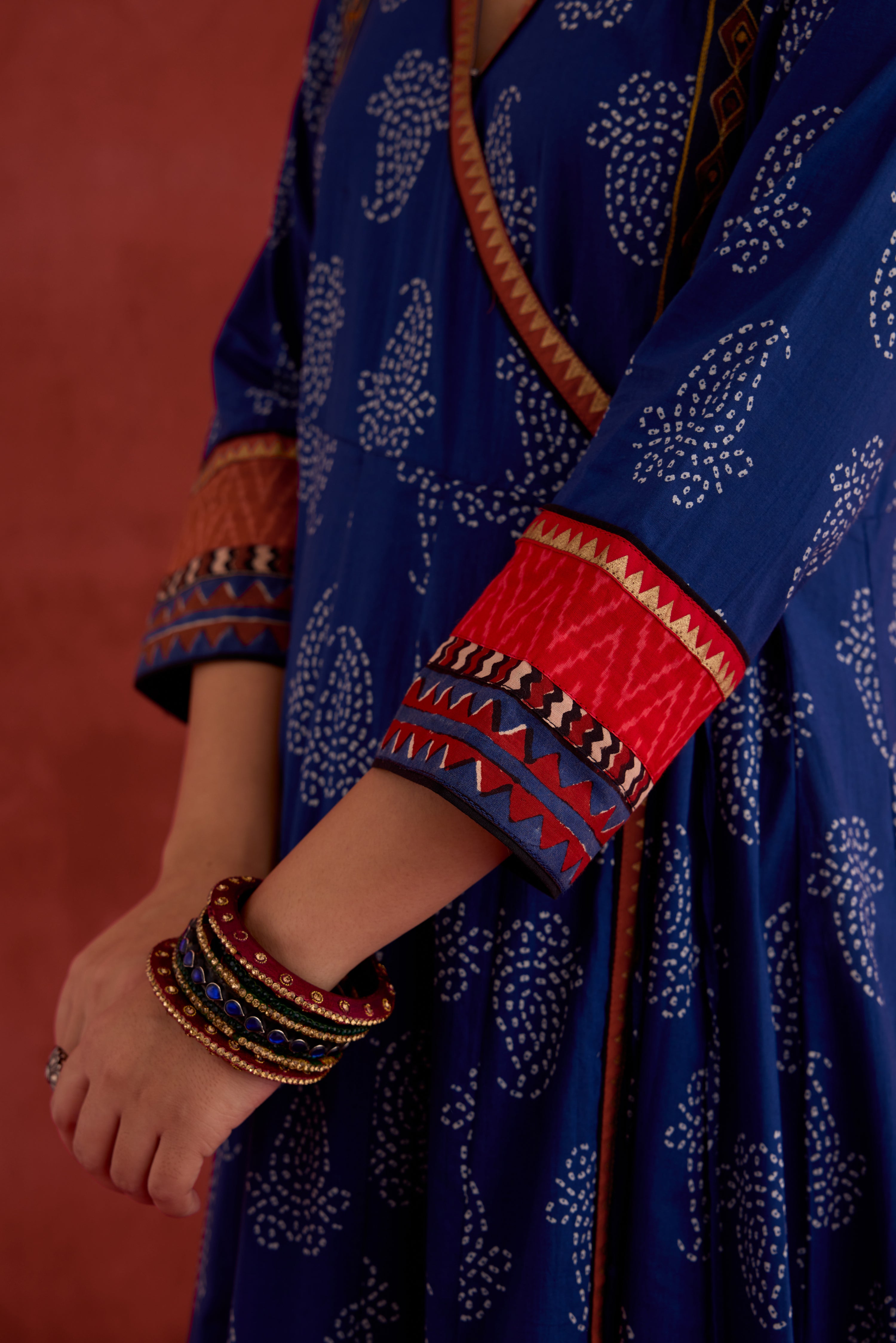 Ira Embroidered Printed Anarkali Kurta Blue (10040109629739)