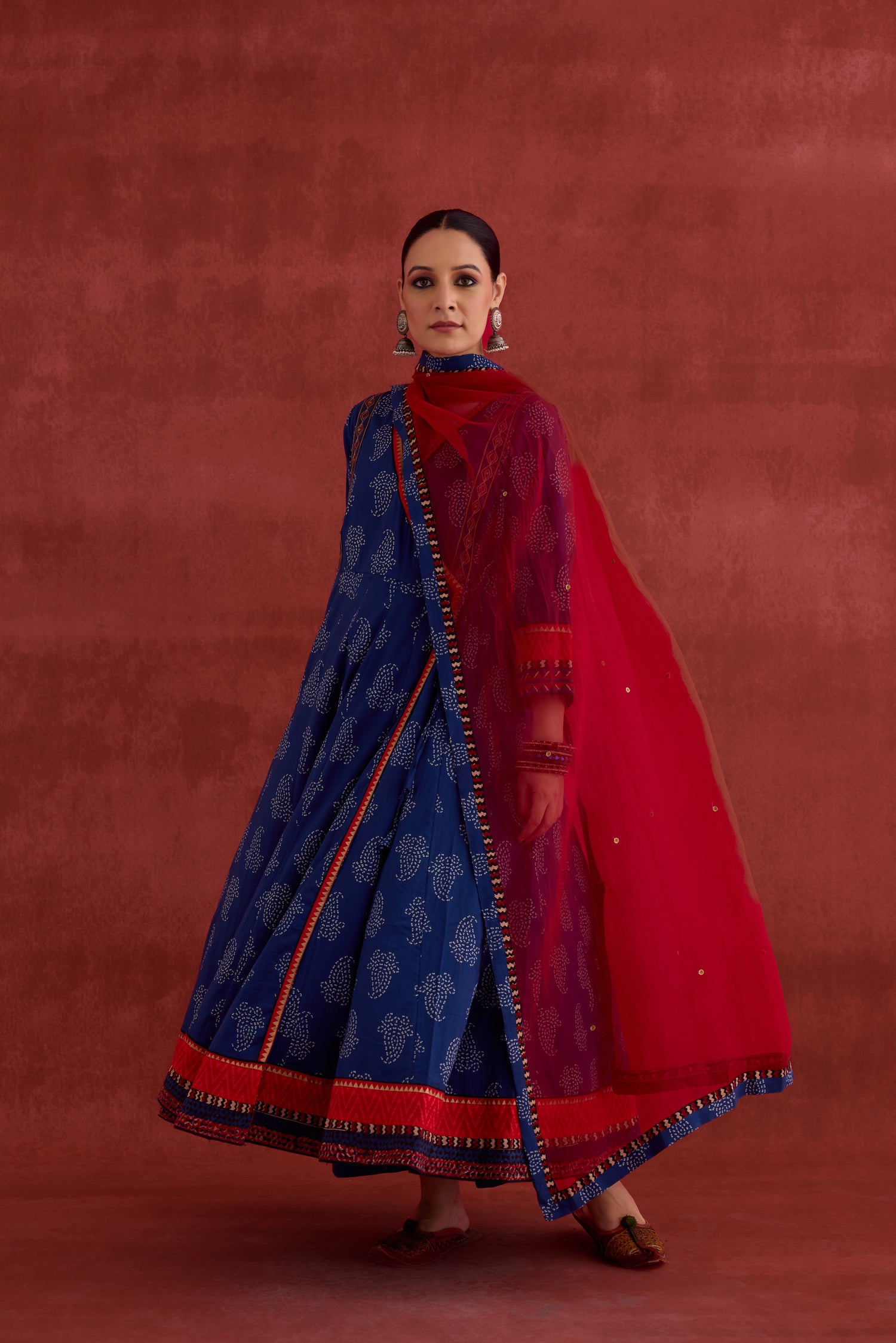 Ira Embroidered Printed Anarkali Kurta Blue (10040109629739)