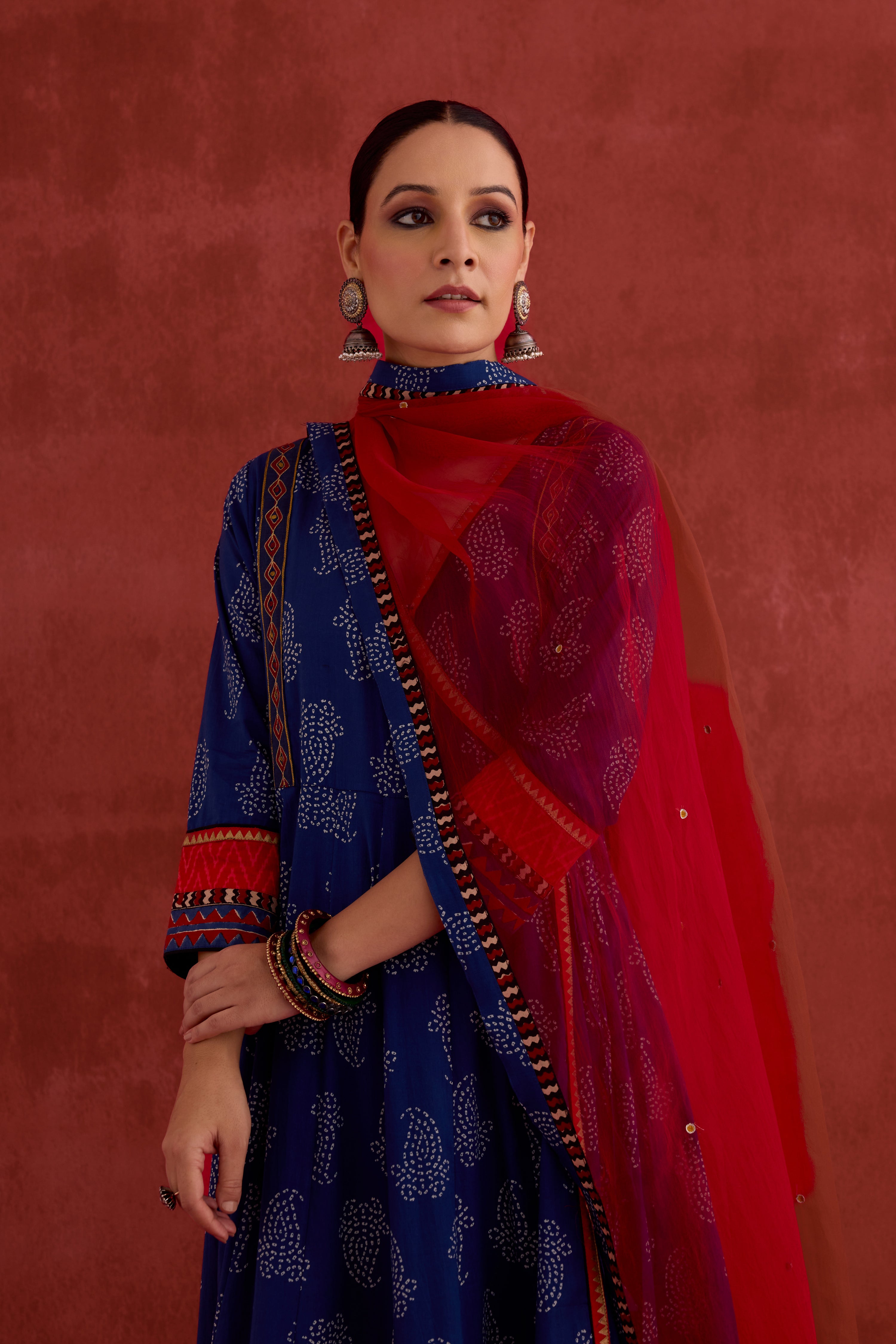 Ira Embroidered Printed Anarkali Kurta Blue (10040109629739)