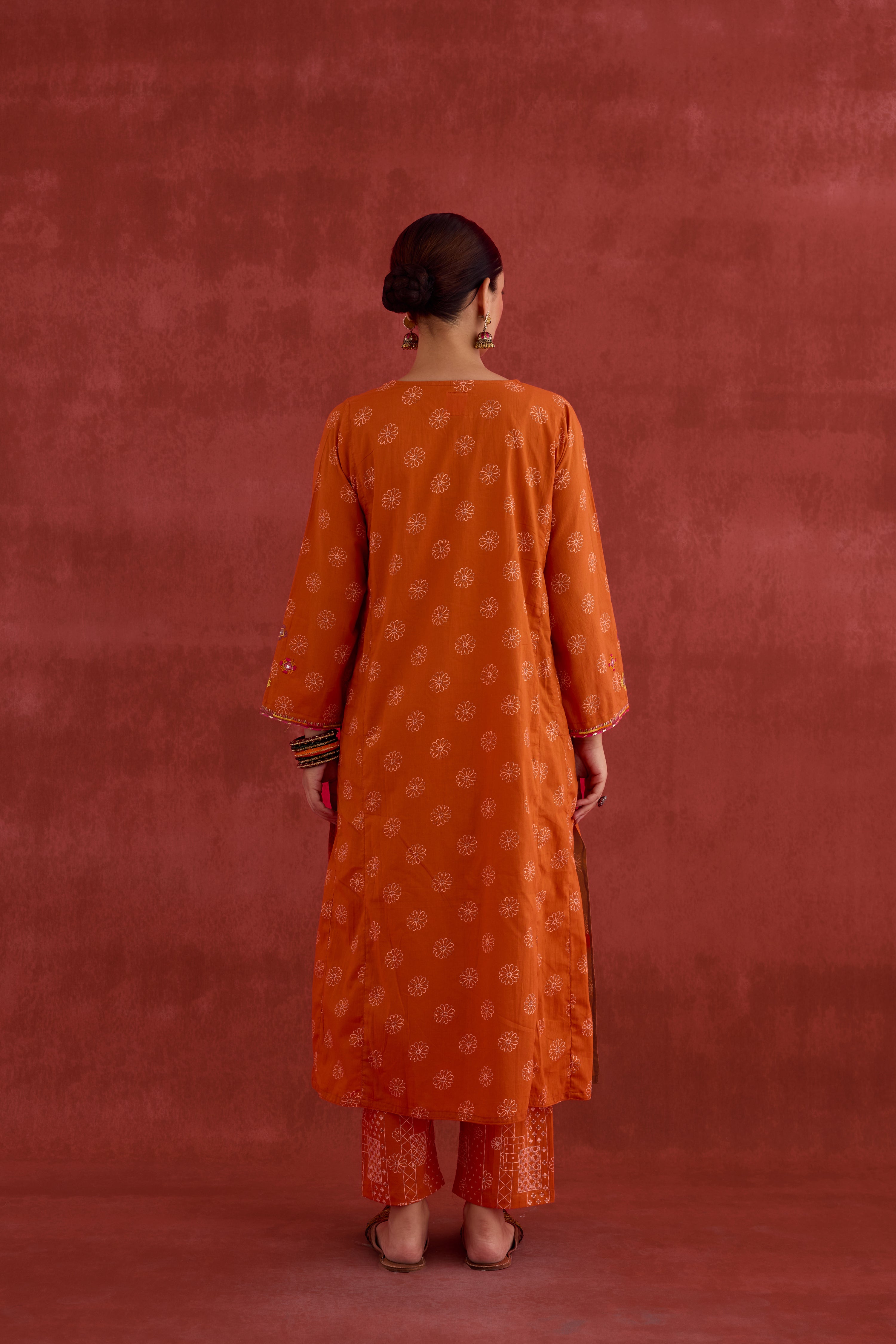 Tulsi Embroidered Printed Kurta Orange (10039958044971)