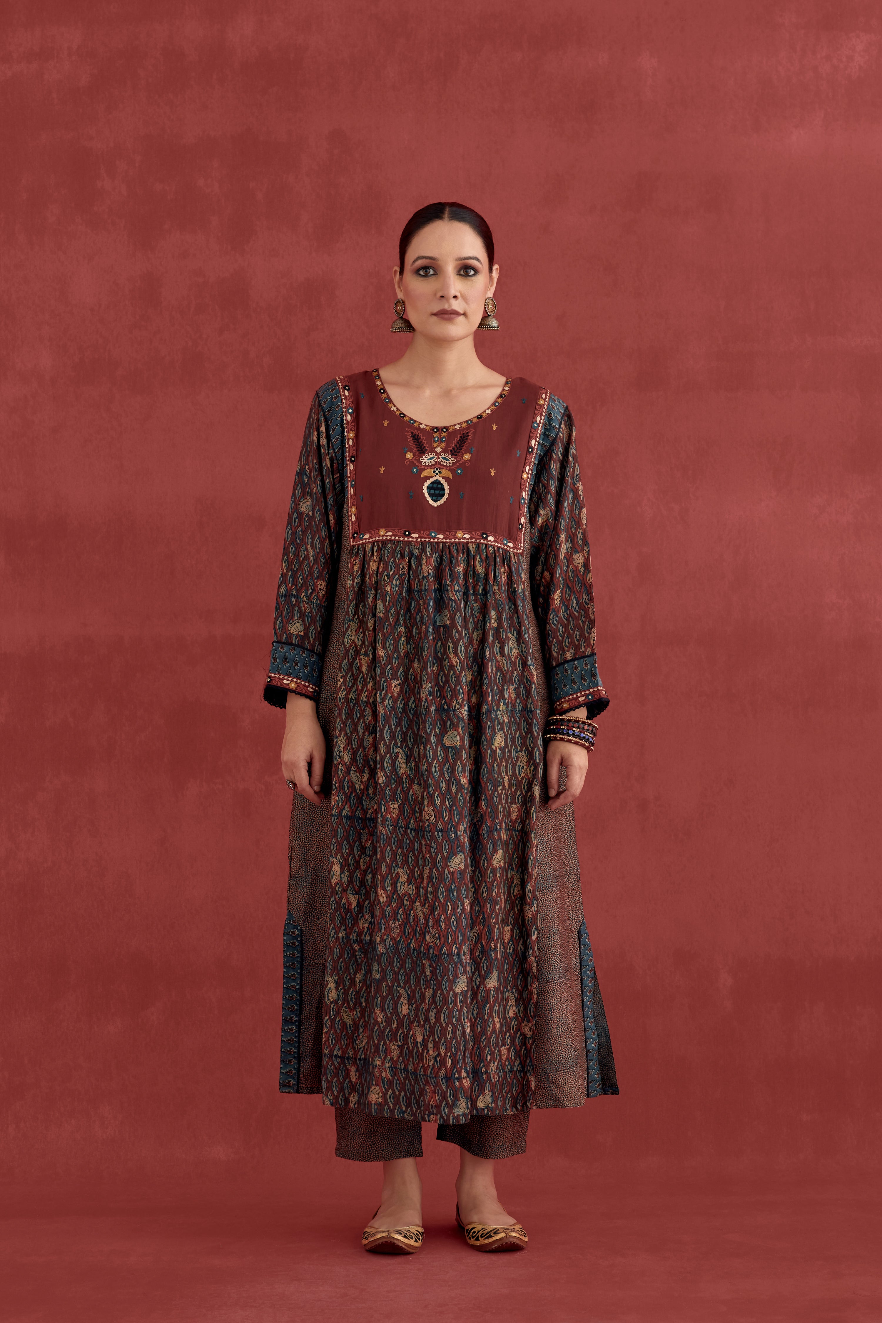 Meera Silk Pant  Maroon (10049540522283)