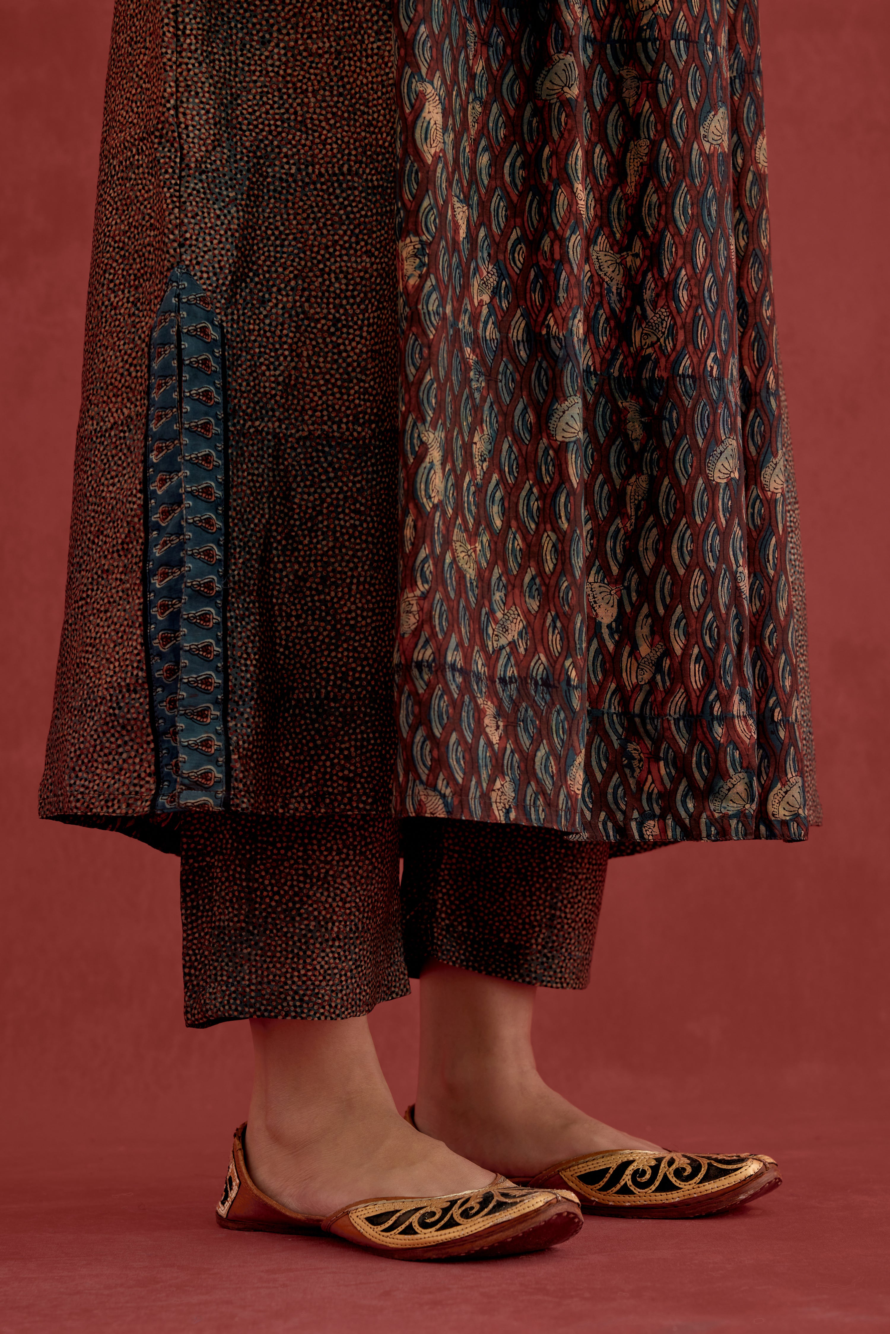 Meera Silk Pant  Maroon (10049540522283)