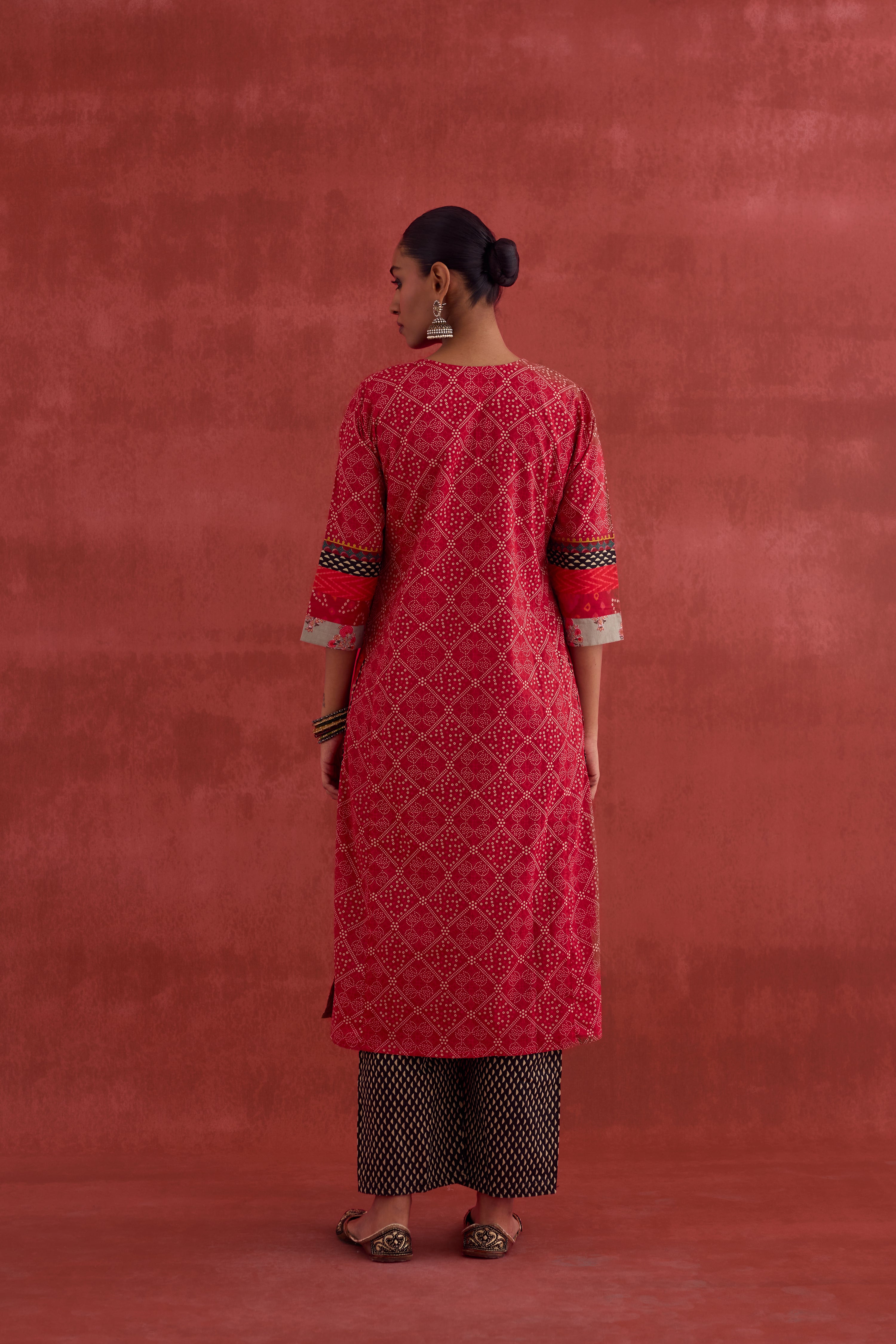 Rozana Cotton Printed Kurta Red (10039638622507)