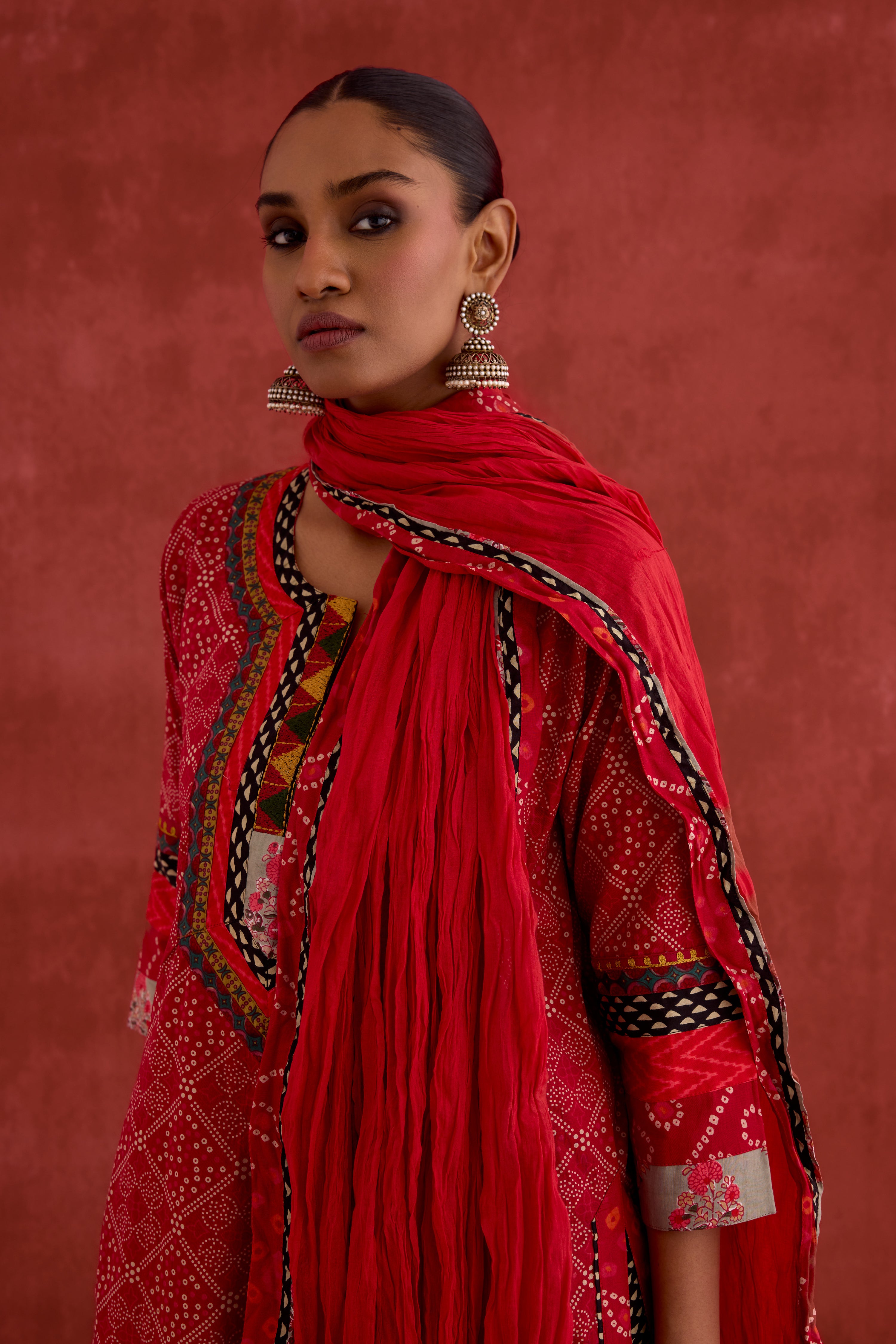 Rozana Cotton Printed Kurta Red (10039638622507)