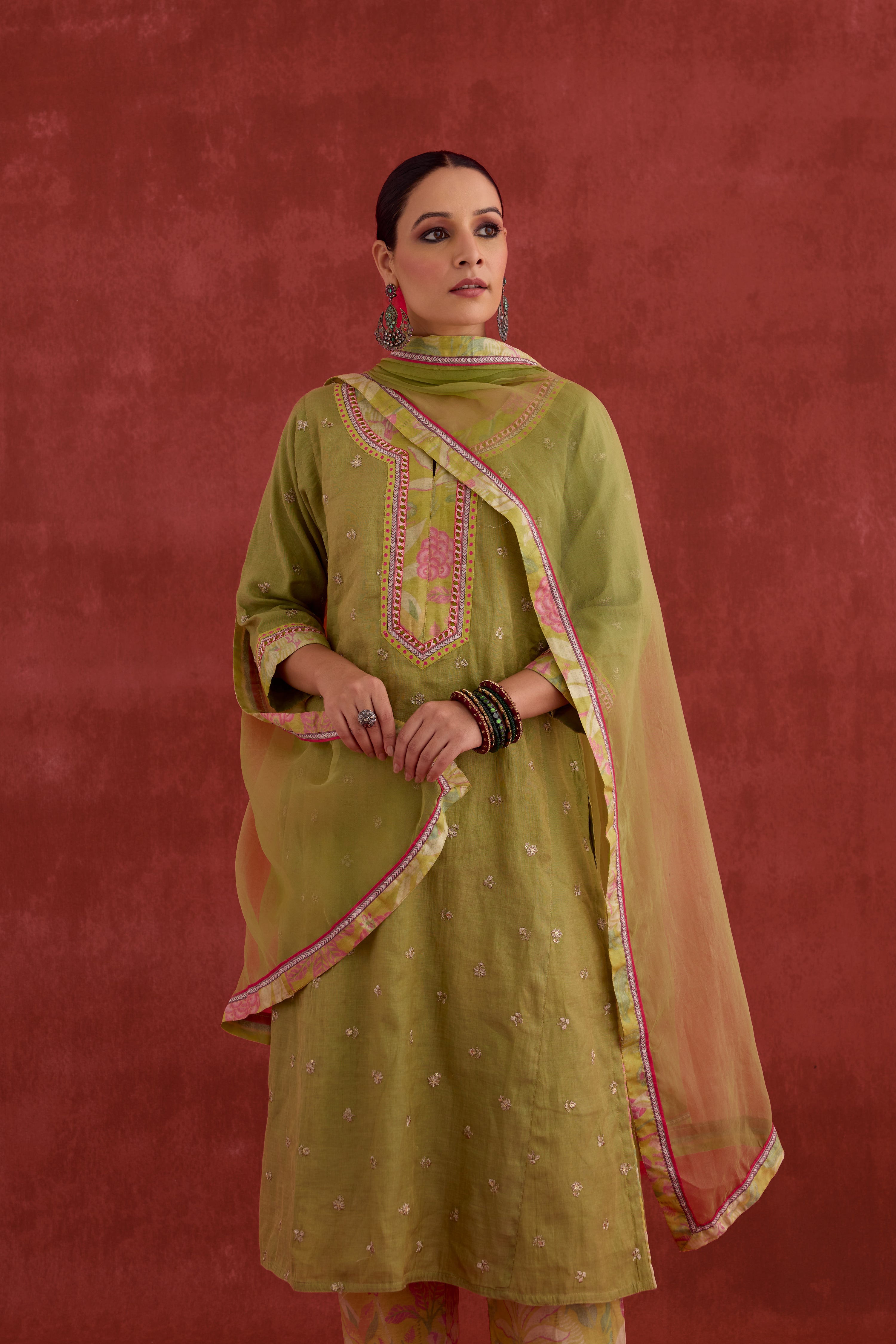 Medh Dupatta Pista Green (10049044283691)