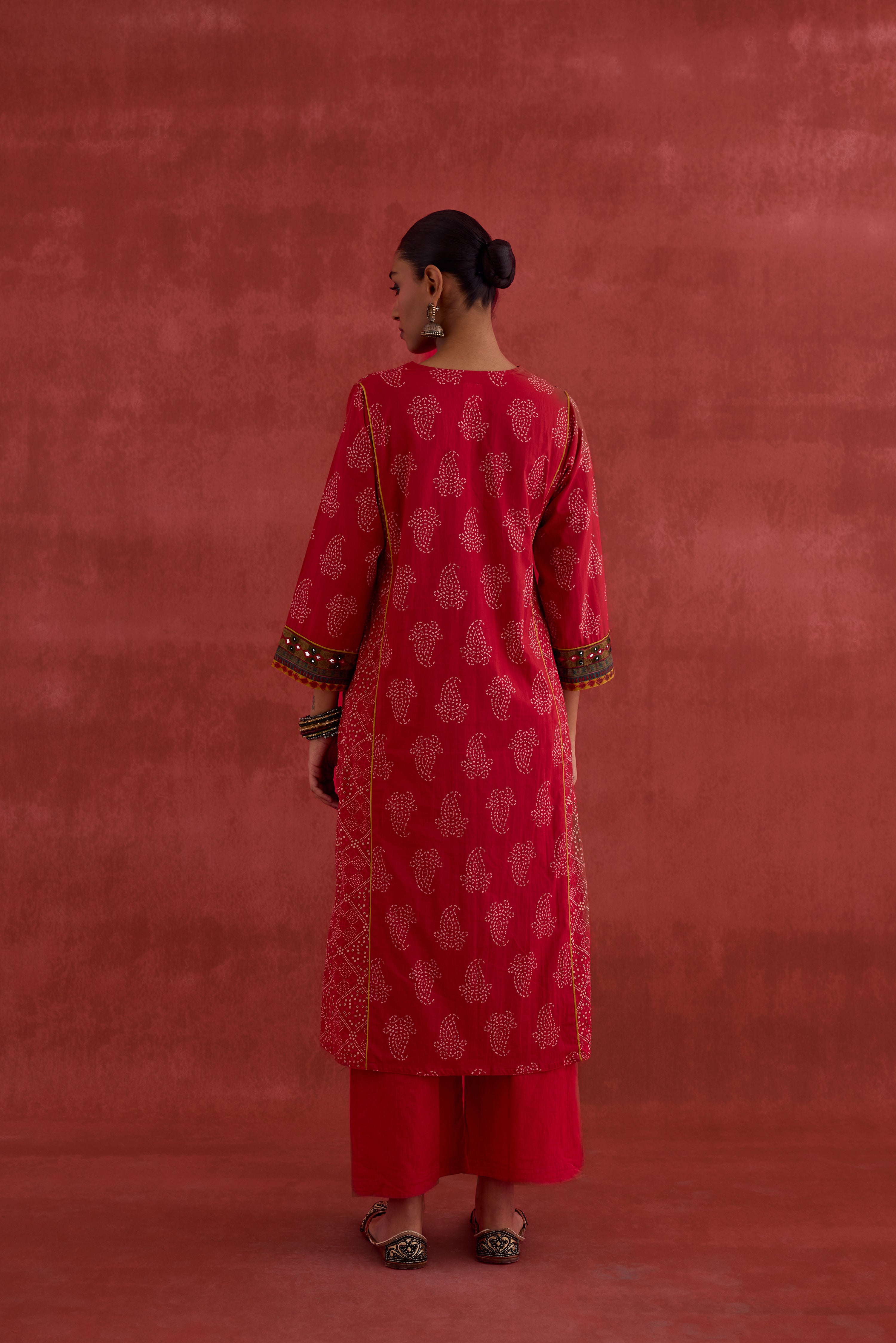 Tulsi Embroidered Printed Kurta Red (10040084726059)