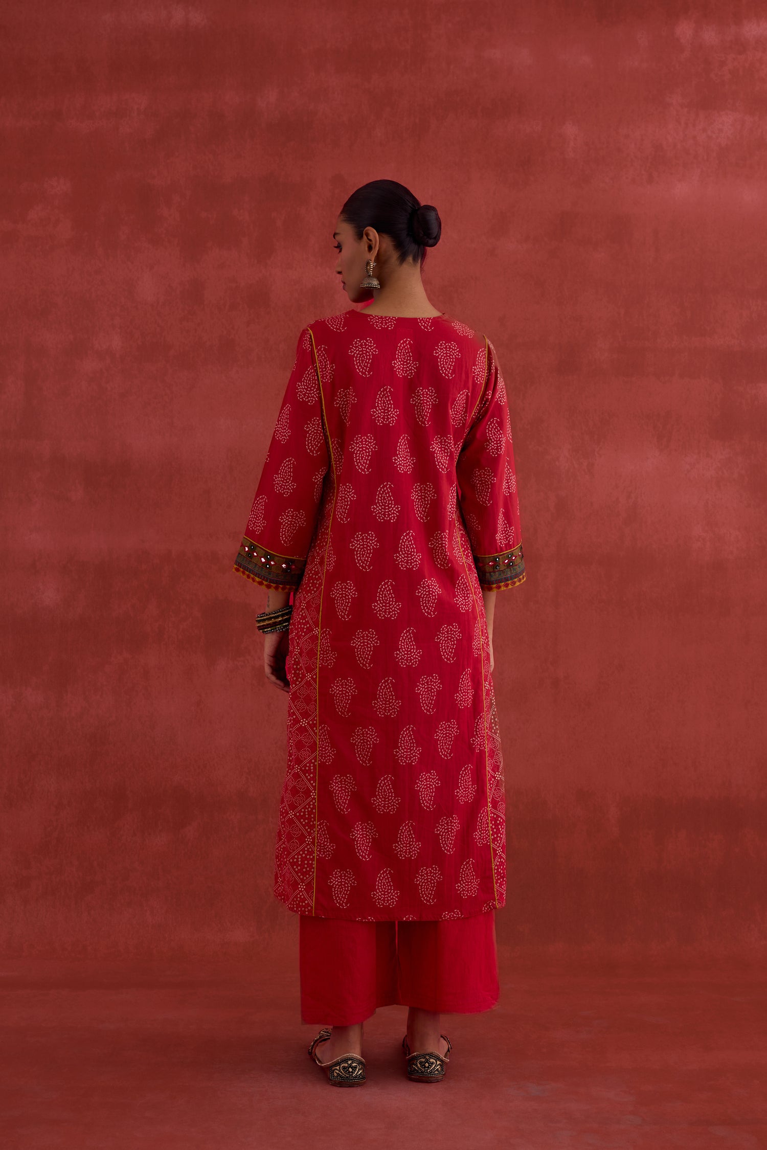 Tulsi Embroidered Printed Kurta Red (10040084726059)