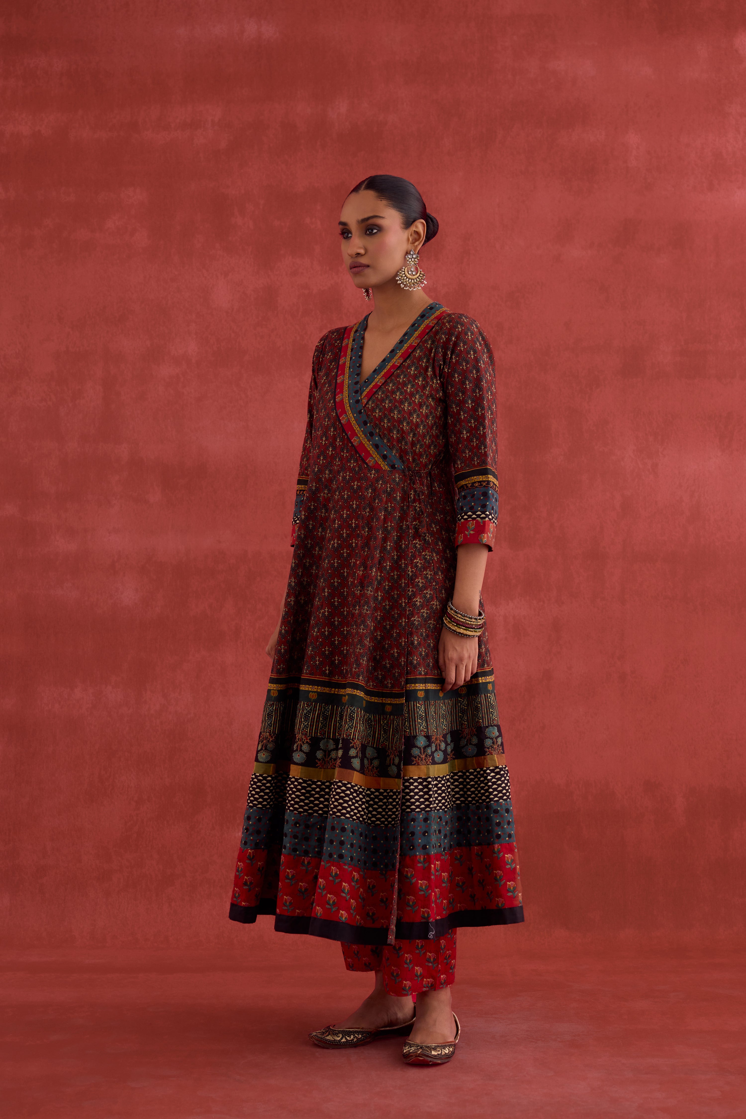 Nargis Cotton Vanaspati Block Printed Kurta Maroon (10039944249643)
