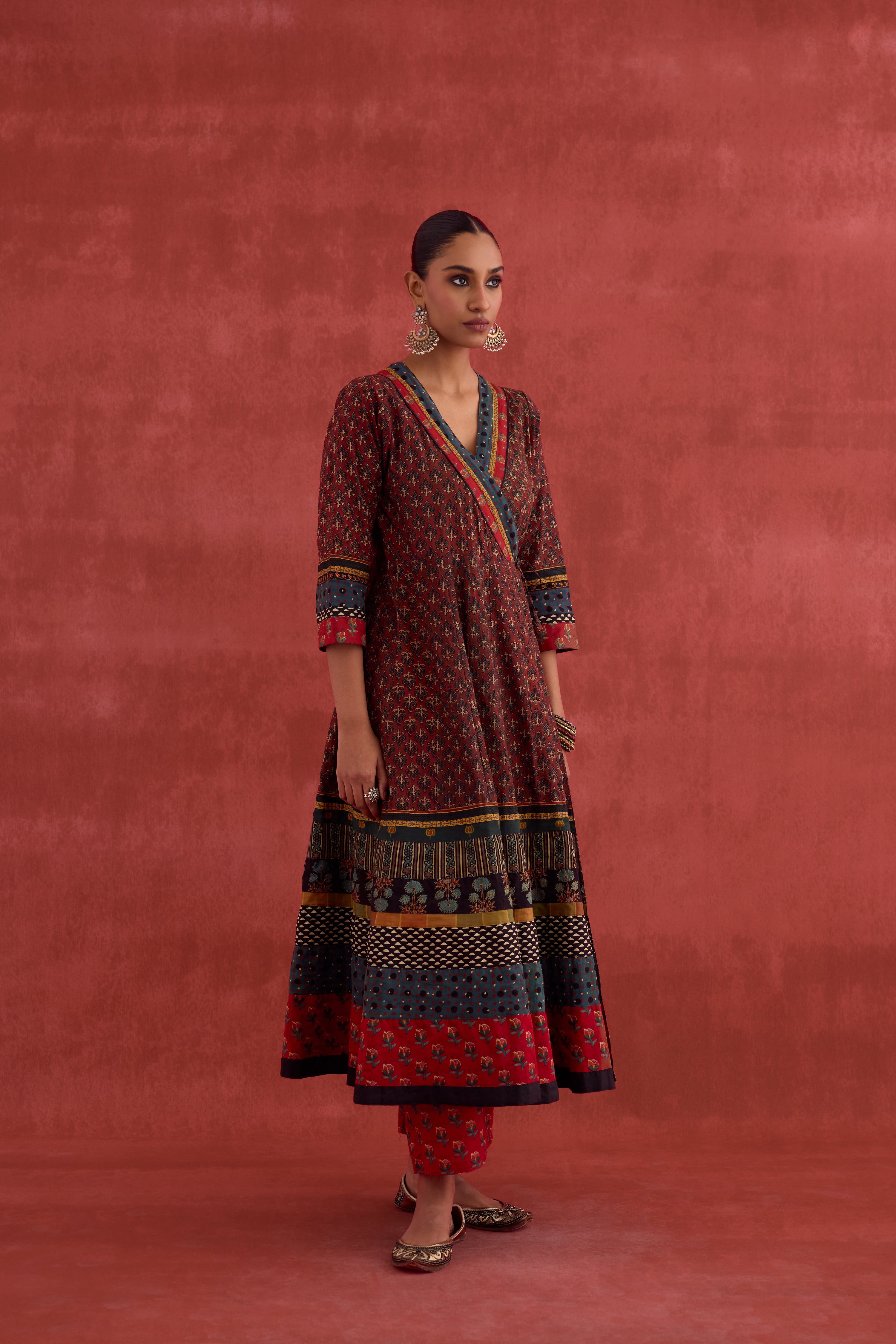 Nargis Cotton Vanaspati Block Printed Kurta Maroon (10039944249643)
