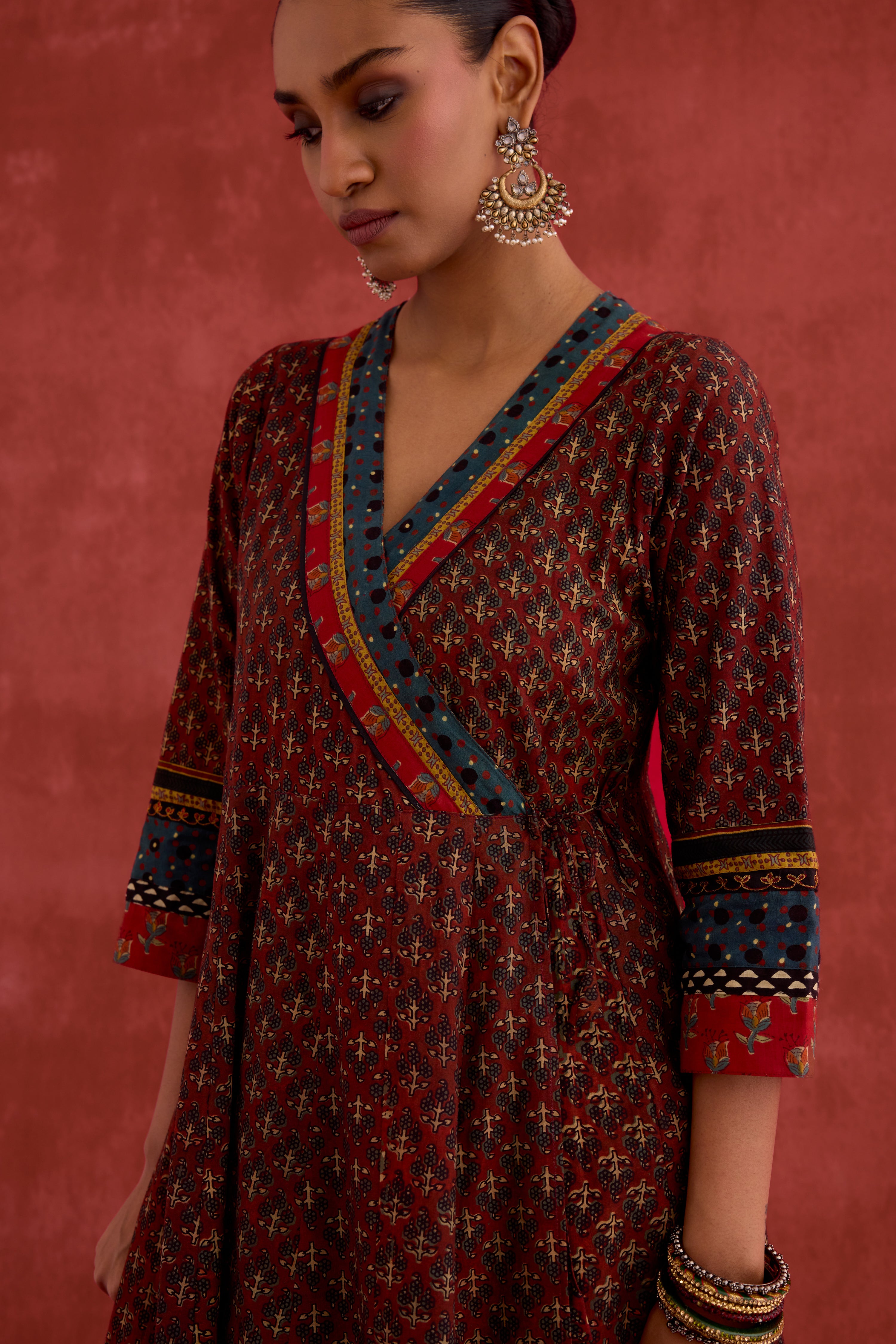 Nargis Cotton Vanaspati Block Printed Kurta Maroon (10039944249643)
