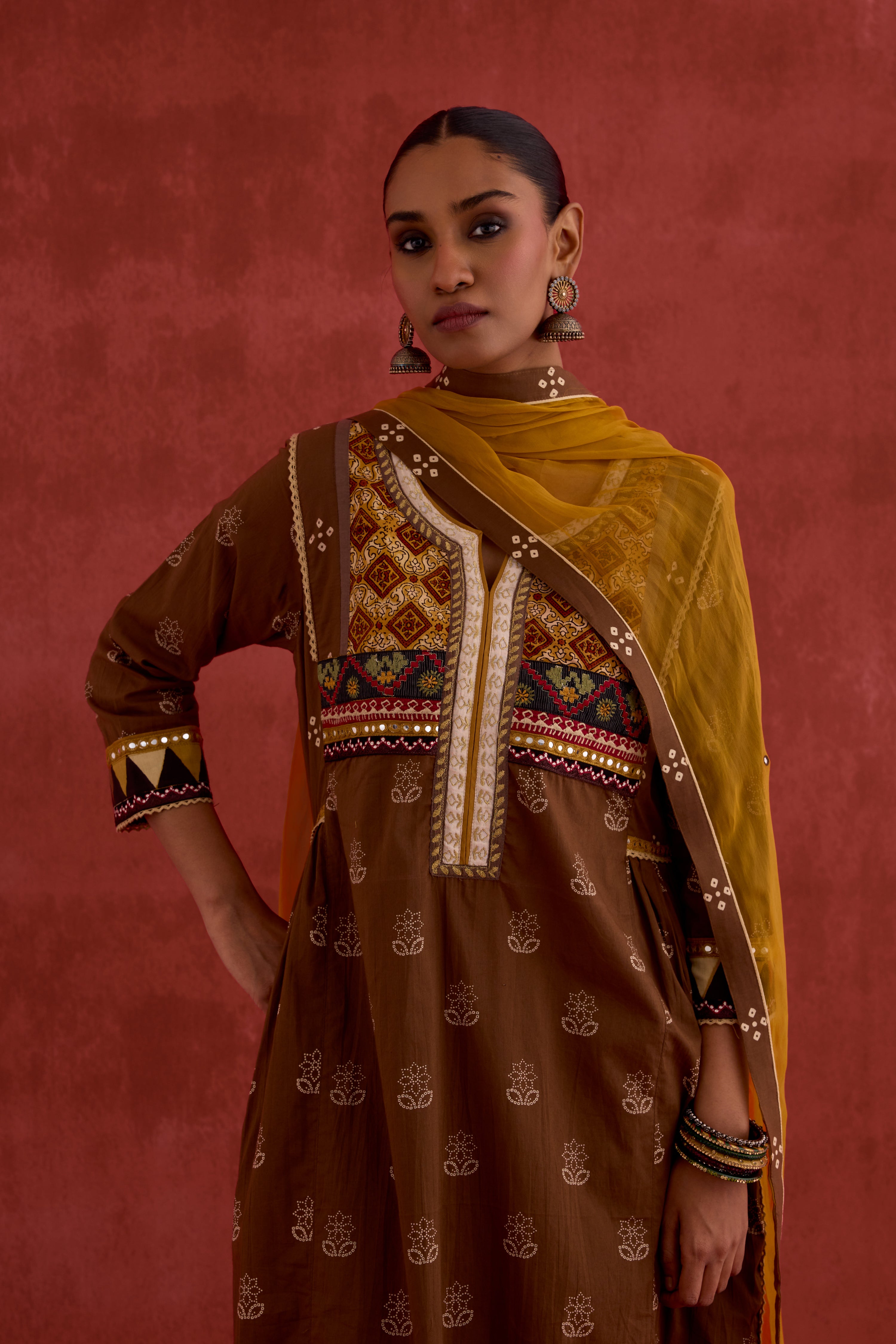 Banjara Printed Kurta Brown (10040118870315)